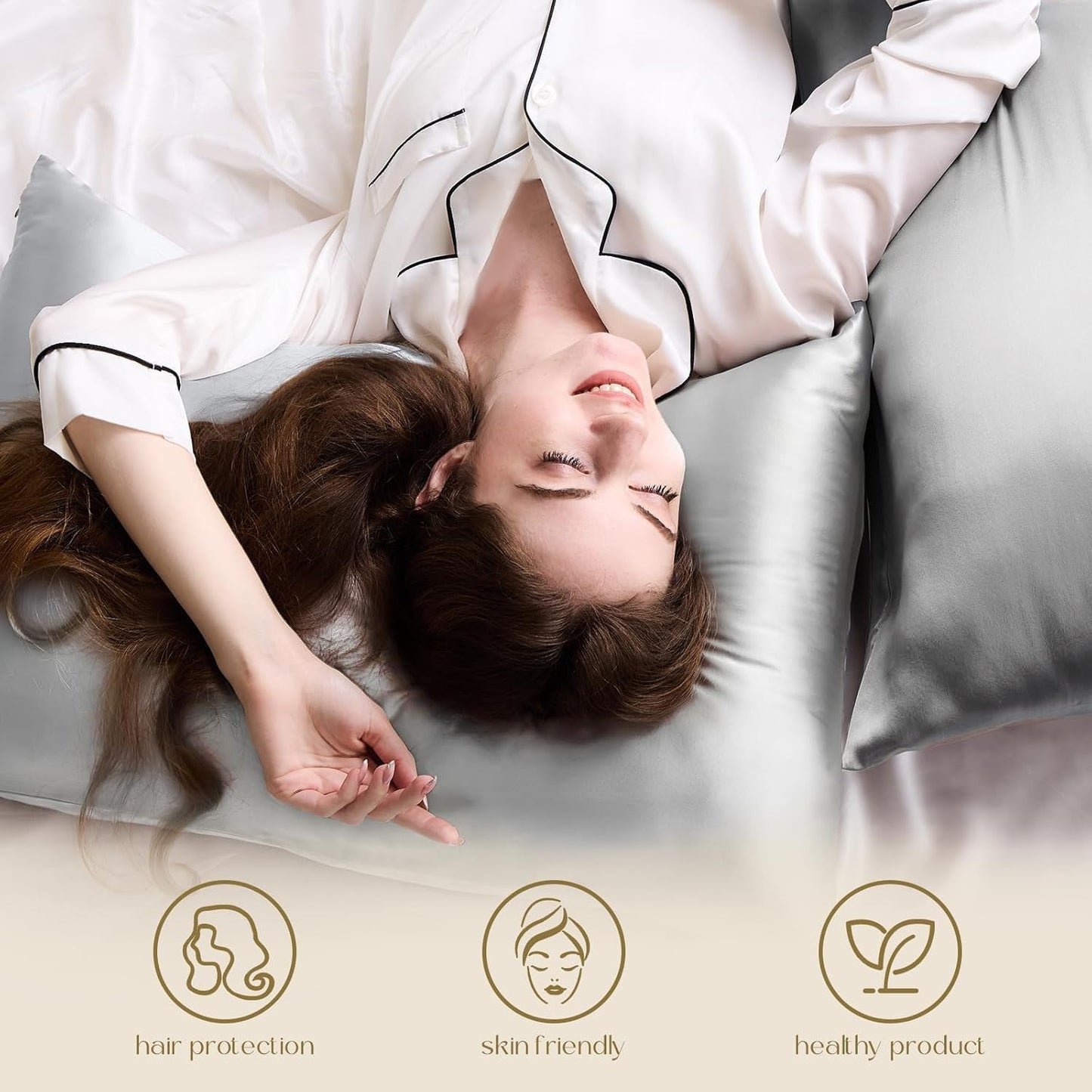 ZIMASILK 100% Pure Mulberry Silk Pillowcase for Hair and Skin Health,Soft and Smooth,Both Sides Premium Grade 6A Silk,600 Thread Count,with Hidden Zipper,1pc (King 20''x40'', Gray)