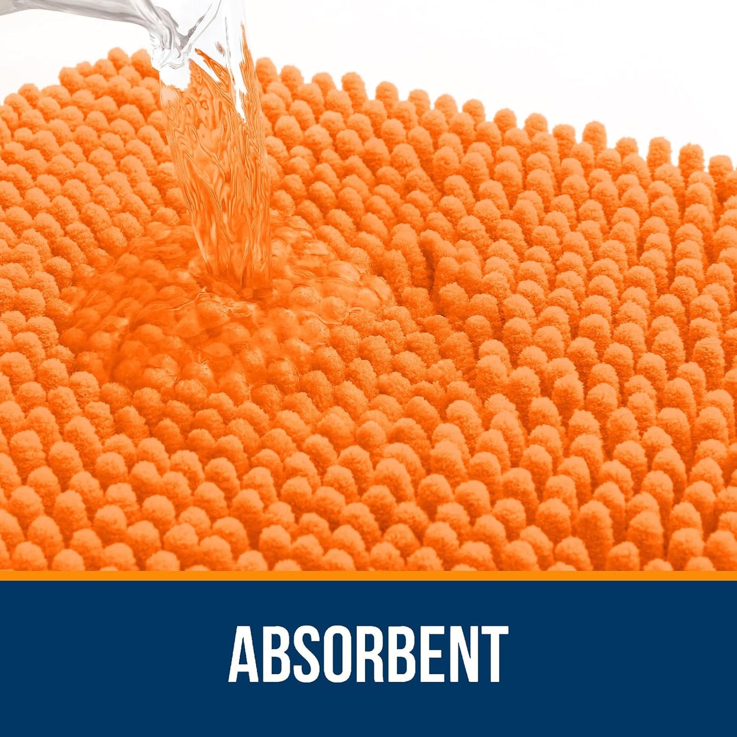 OLANLY Toilet Rugs U-Shaped 24x20, Extra Soft Absorbent Chenille Contour Bathroom Rugs for Toilet, Dry Quickly, Machine Washable, Non-Slip Bath Mat, Orange