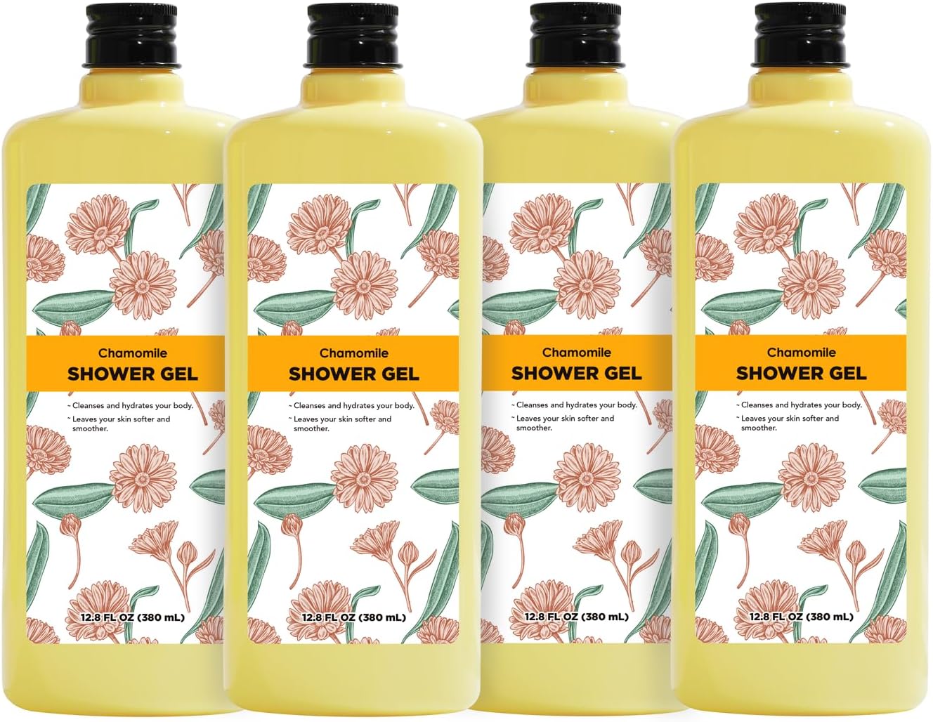 Bubble Bath for Women, Chamomile Shower Gel Gifts Set, Mother's Day Gifts for Mom, 51.2 fl oz (Pack of 4)