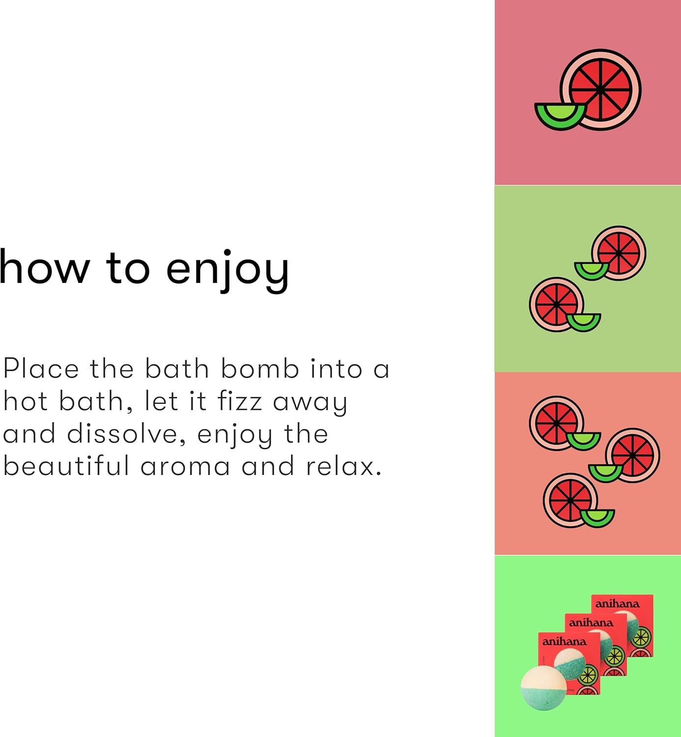 ANIHANA Bath Bombs with Coconut Oil, Paraben Free, Hand-Crafted Luxury Fizzers, Refreshing Grapefruit & Lime Scent, 6.3 oz Each, 3 Pack