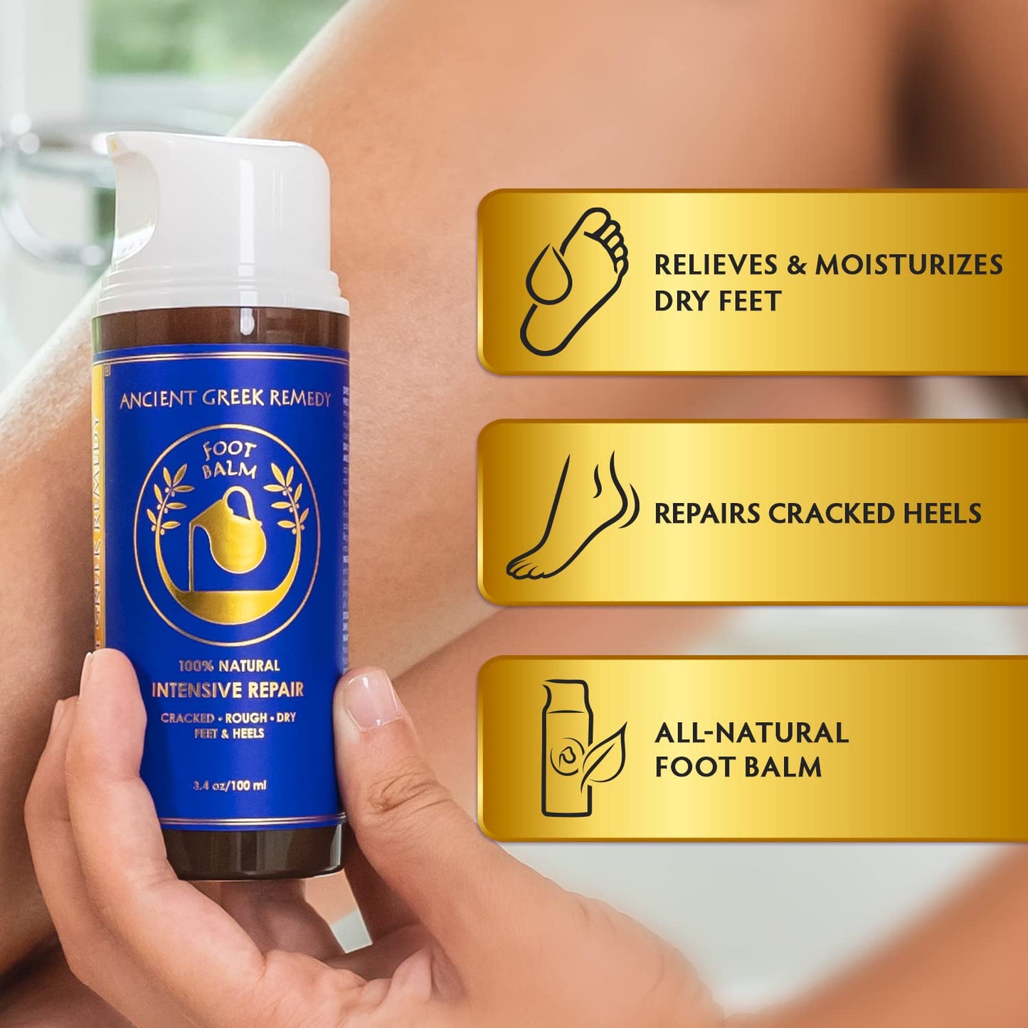 Dry Cracked Heels Repair | Organic Foot Cream for Dry Feet & Callus with Jojoba, Lavender, Almond, Olive & Vitamin E Oil | Natural Foot Balm & Moisturizer for Skin | Hydrating Foot Treatment | 3.4 oz