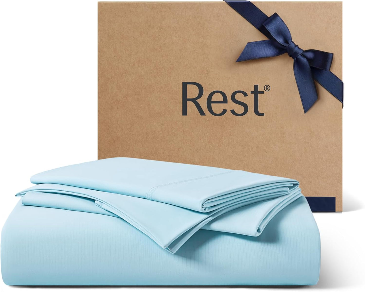 REST® Evercool®+ Starter Sheet Set, Twin, Light Blue, Breathable Bed Sheets for Hot Sleeper and Night Sweats, with Pillowcases, Ionic+ Self-Cleaning Silver Yarn for Sensitive Skin, 3PCS No Flat Sheet