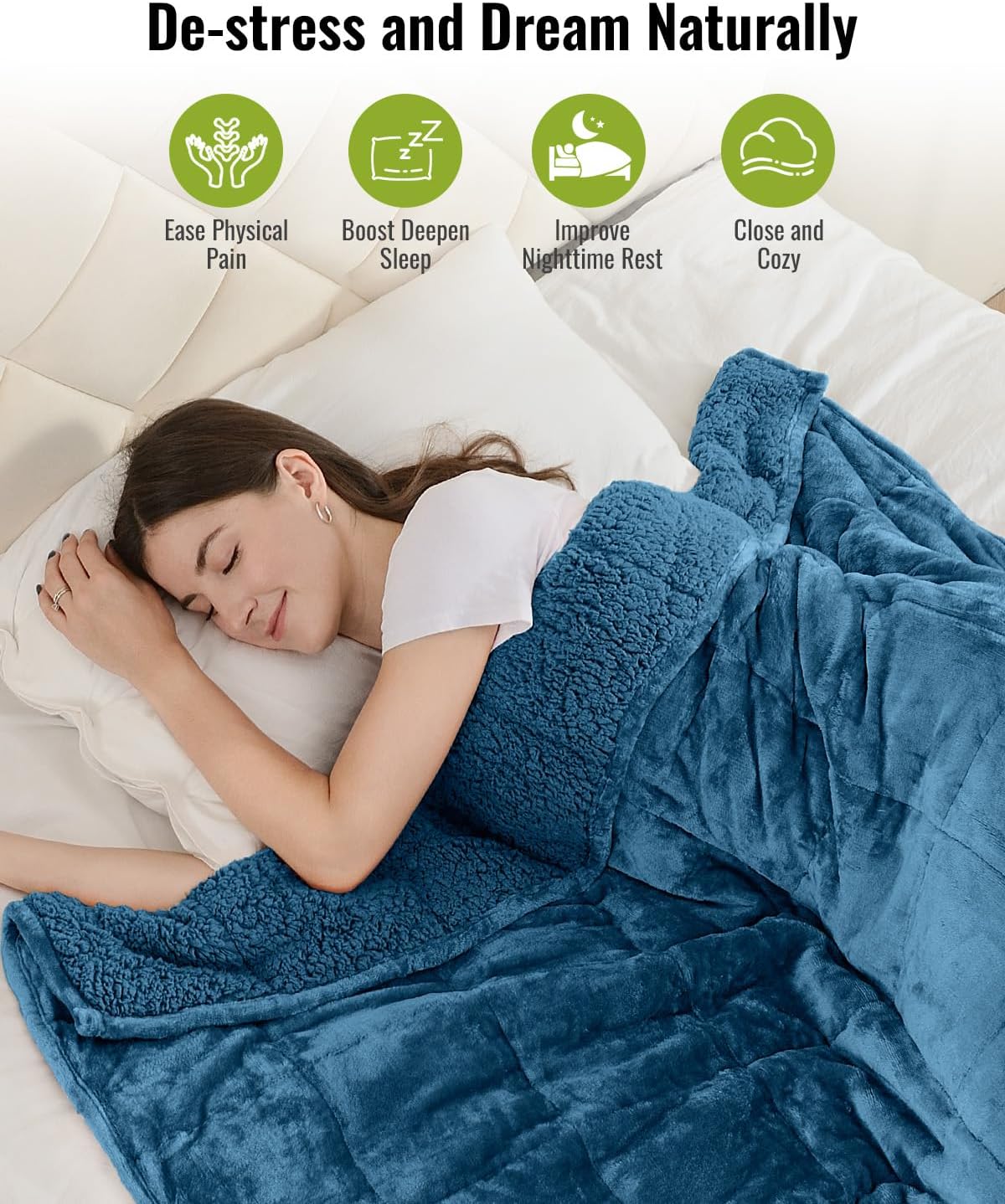 Uttermara Sherpa Fleece Weighted Blanket 20 lbs for Adult, Unicolor Ultra-Soft Fleece and Sherpa, Dual Sided Cozy Plush Blanket for Sofa Bed, 60 x 80 inches, Slate Blue