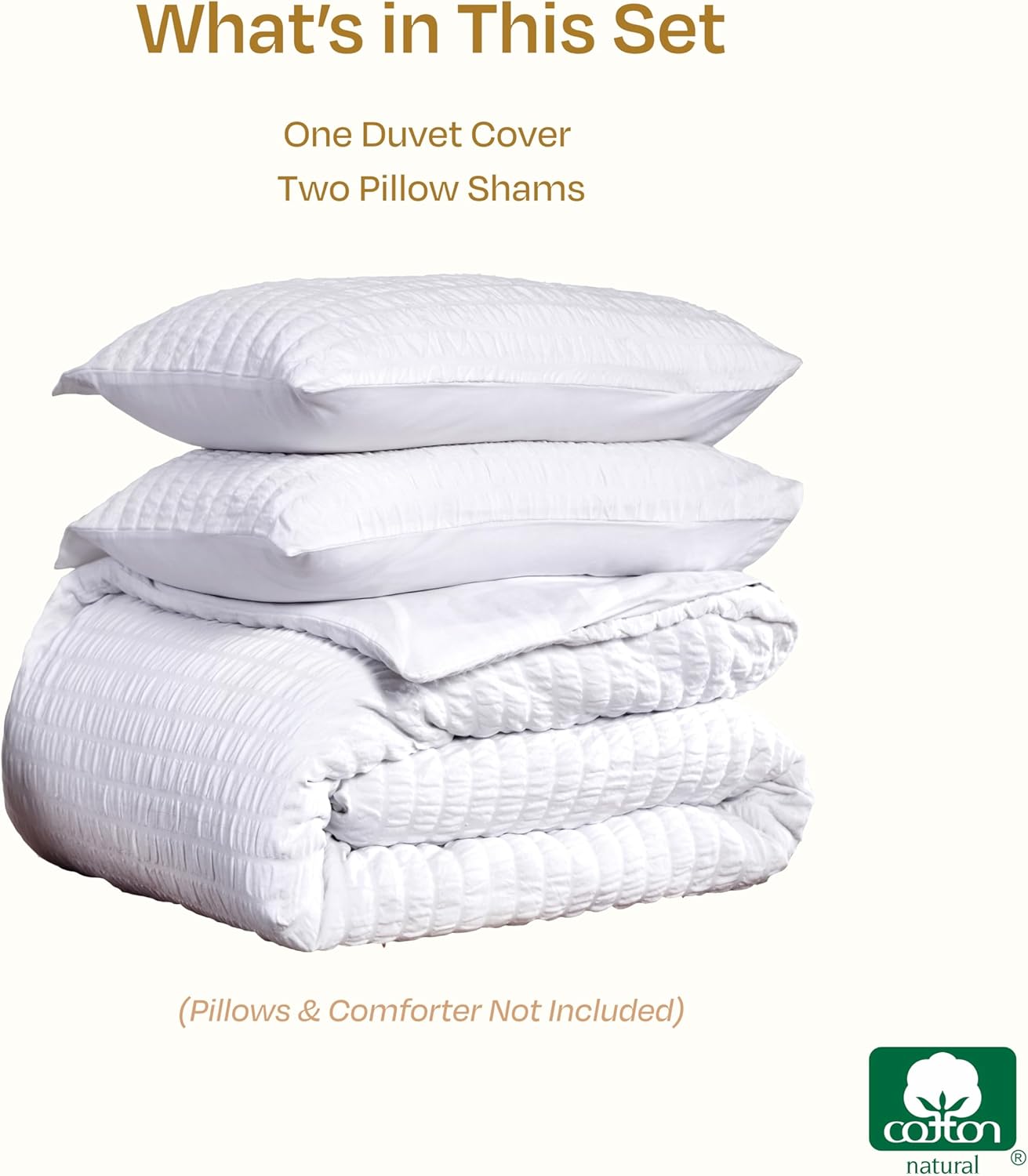California Design Den Oversized King Duvet Cover Set, 100% Cotton 3 Pc Cover & Sham Set, Soft Textured White Duvet Cover 120" x 98" to Fit Oversized King Size Duvet (Seersucker)