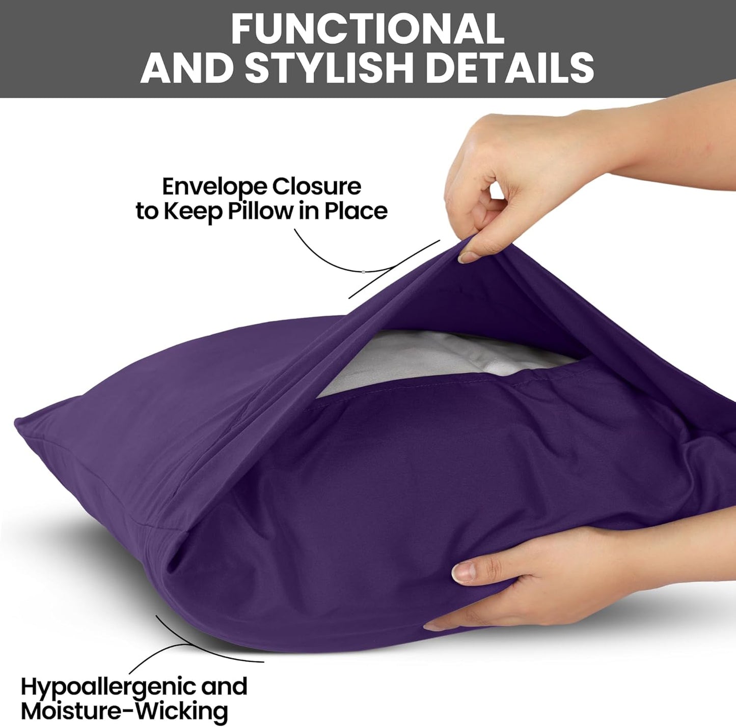 Pillow Covers by Utopia Bedding - Queen Size 2-Pack – Soft Brushed Microfiber – Perfect for Hospitals, Hotels, Guest Rooms – Oeko-TEX Certified, 20x30 Inches (Egg Plant)