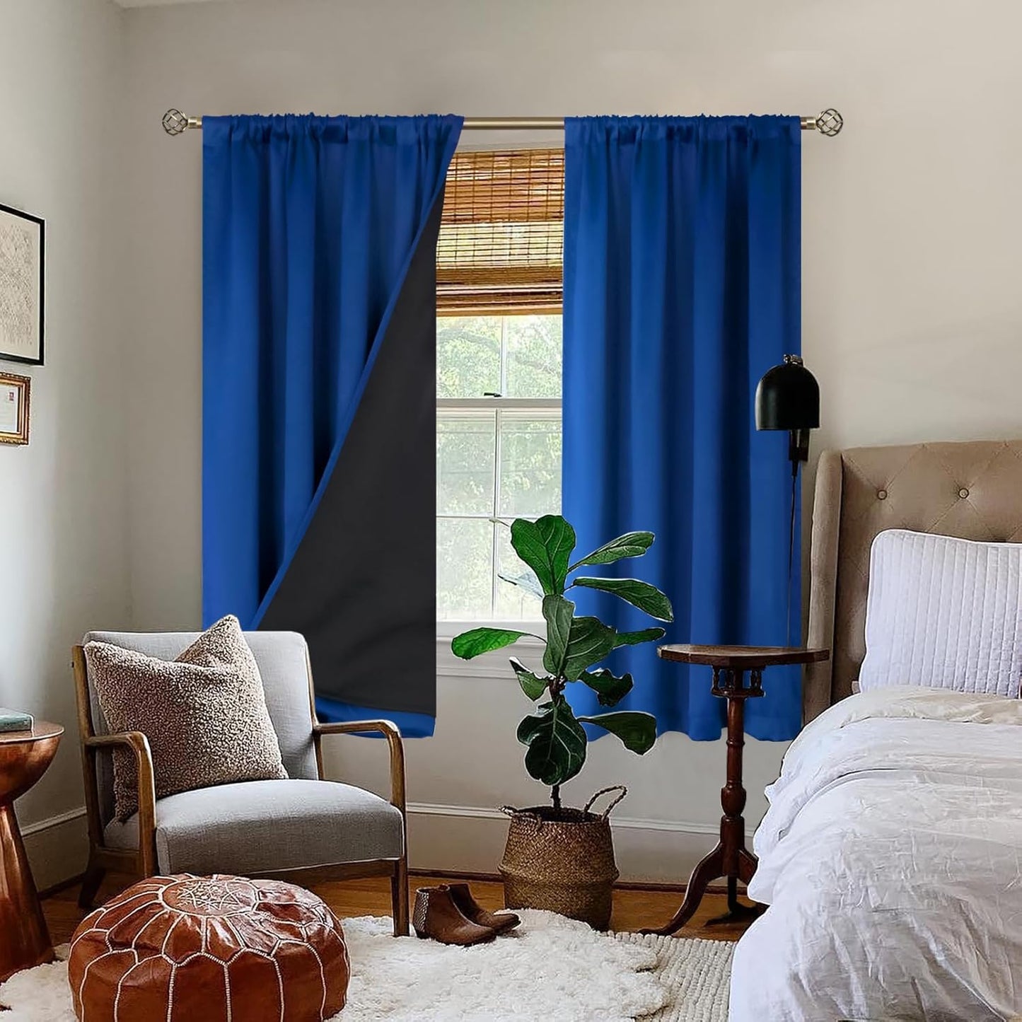BGment 100% Blackout Curtains for Bedroom 63 Inch Length, Rod Pocket with Thermal Insulated Liner Full Room Darkening Curtains for Living Room, Each Window Curtains 2 Panels, 52 x 63 Inch, Royal Blue