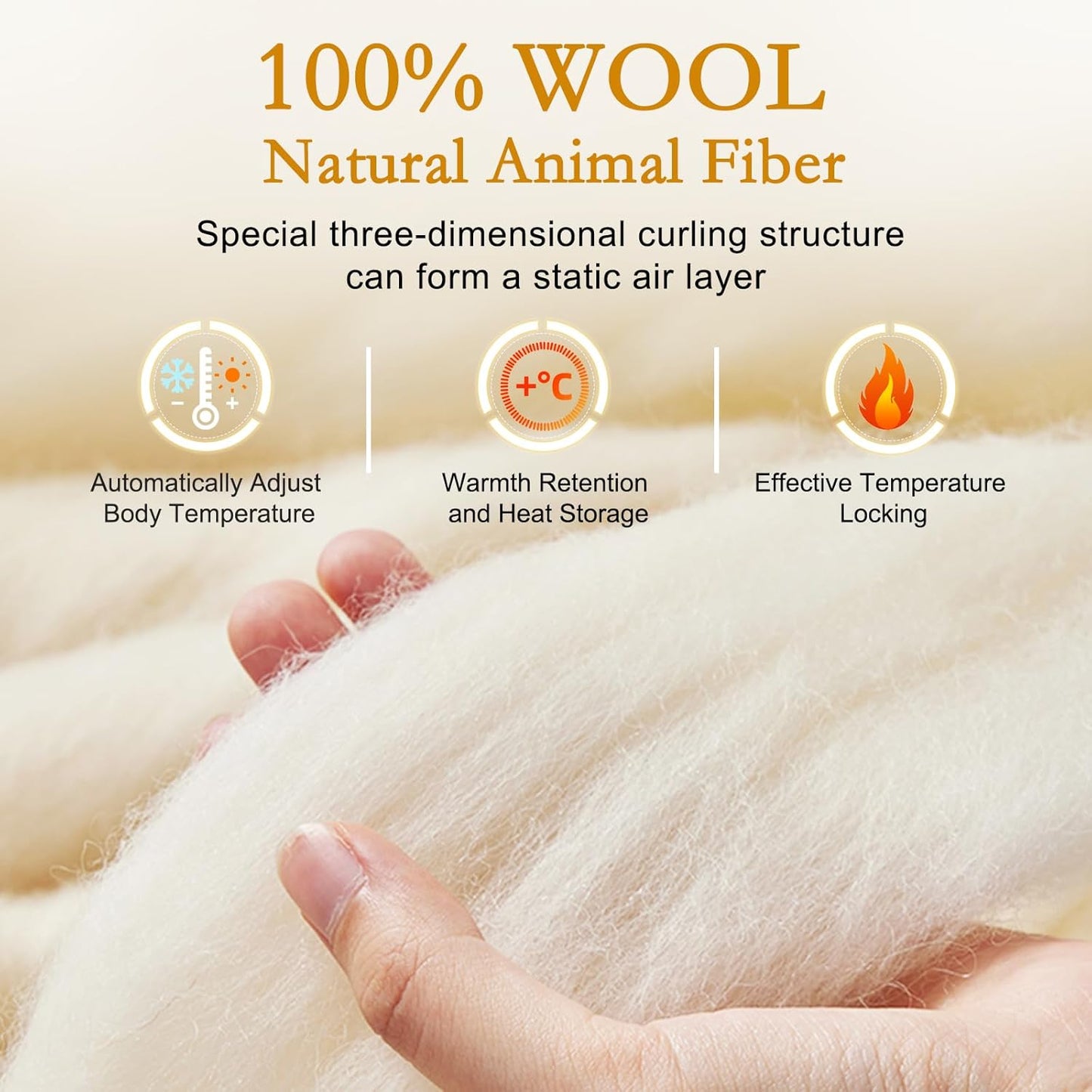 YOUR MOON Luxurious All Season Wool Comforter Queen Size, 100% Natural Australian Wool Filling, Hypoallergenic Comforter Duvet Insert, Noiseless Cotton Shell (White)