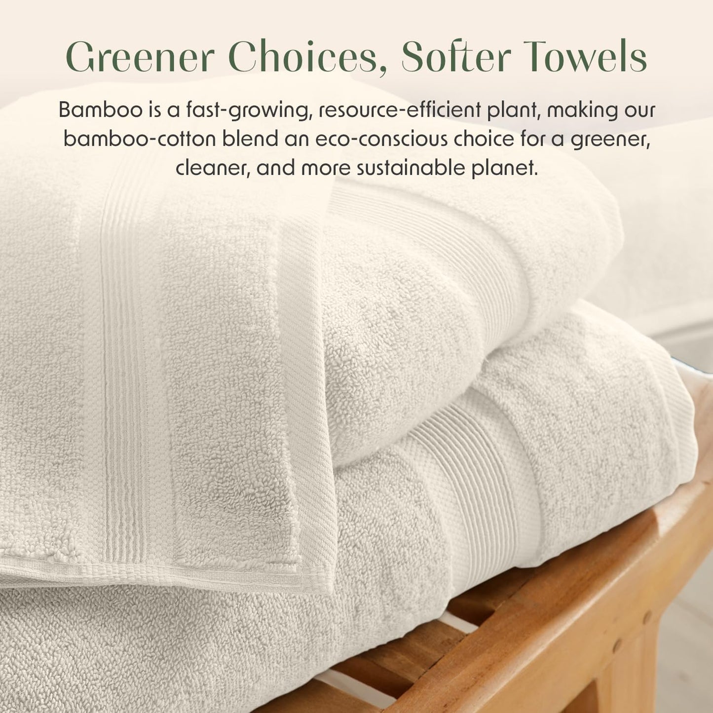 Springtree Home Luxury Viscose from Bamboo Bath Towel Set 6 Piece Set | 35% Viscose from Bamboo - 65% Cotton | Absorbent Quick-Dry Towels for Bathroom | Oeko-TEX Standard 100 Cotton | Sand