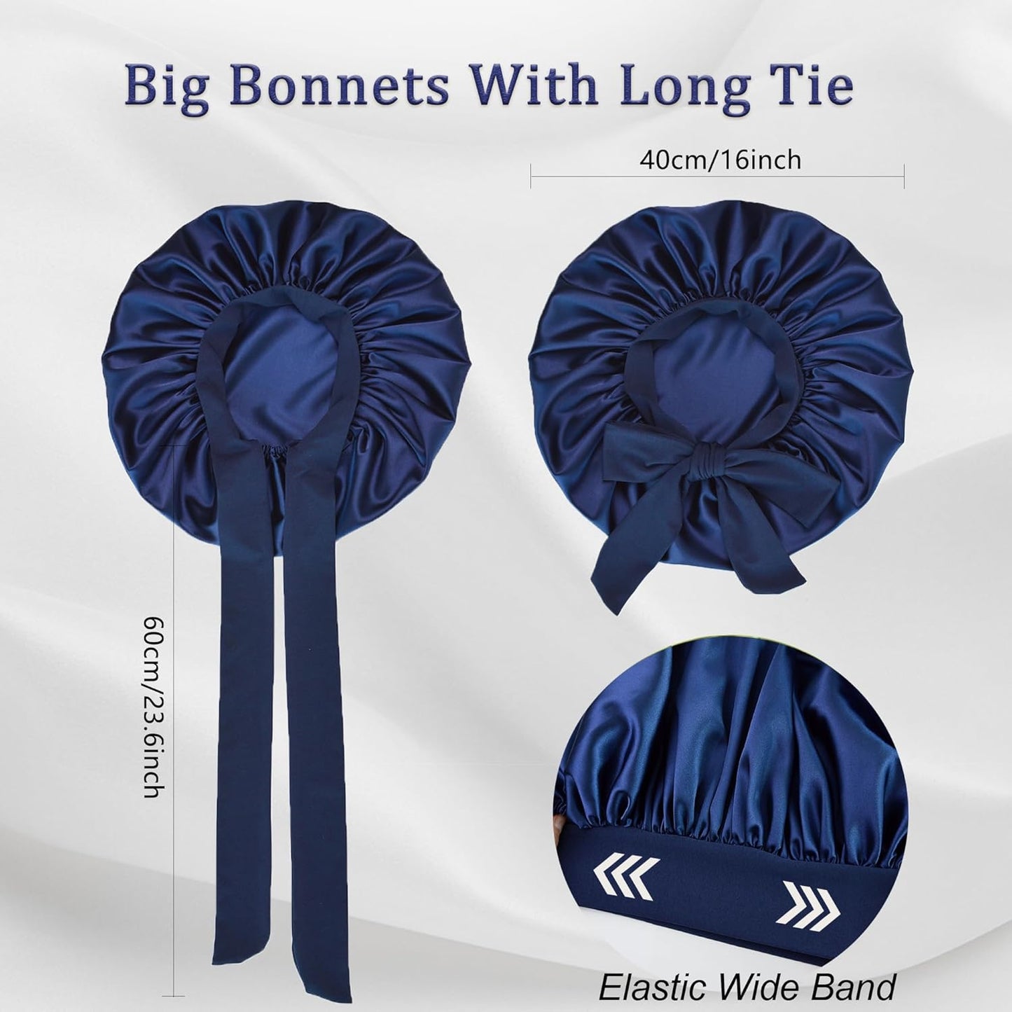 Silk Bonnet for Sleeping Women Satin Bonnet Double Layer Night Sleep Cap with Elastic Tie Band for Curly Natural Hair