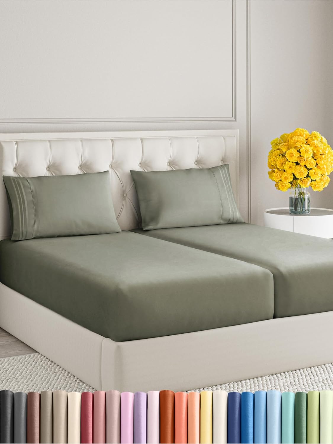 Split King Size 5 Piece Sheet Set - Extra Soft, Breathable And Cooling Sheets - Hotel Luxury Bed Sheets for Women & Men - Deep Pockets, Easy-Fit & Wrinkle-Free Sheets - Dark Taupe Oeko-Tex Bed Sheets