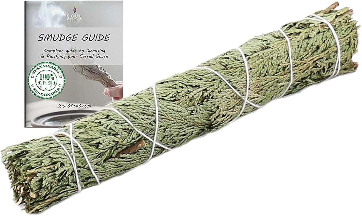 Soul Sticks Organic Cedar Sage Smudge Stick 1 Pack - 9 Inch | Floral Sage House Blessing | Cleansing House & Negative Energy