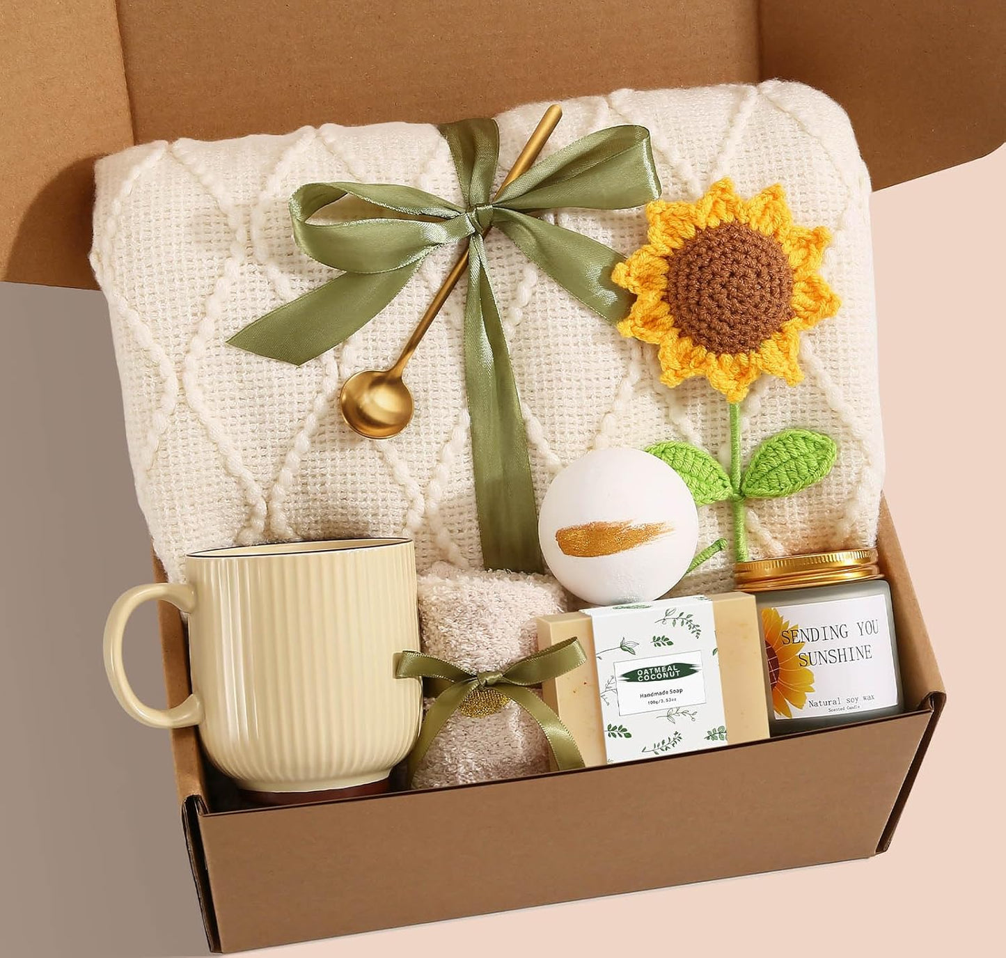 Self Care Gifts for Women Birthday Gift Basket, Sending Sunshine Care Package Get Well Soon Spa Gift Basket, Thinking of You Christmas Birthday Gifts for Women Mom Best Friend Wife Her