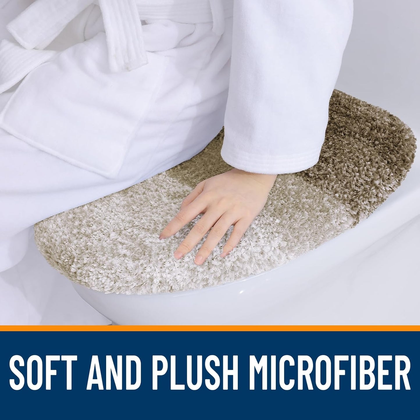 OLANLY Soft Microfiber Bathroom Toilet Lid Cover, Machine Washable Covers, 17.5x15, Stays in Place Rubber Backing, Fits Most Round, Elongated and Oblong Lids, Accessories Decor, Coffee
