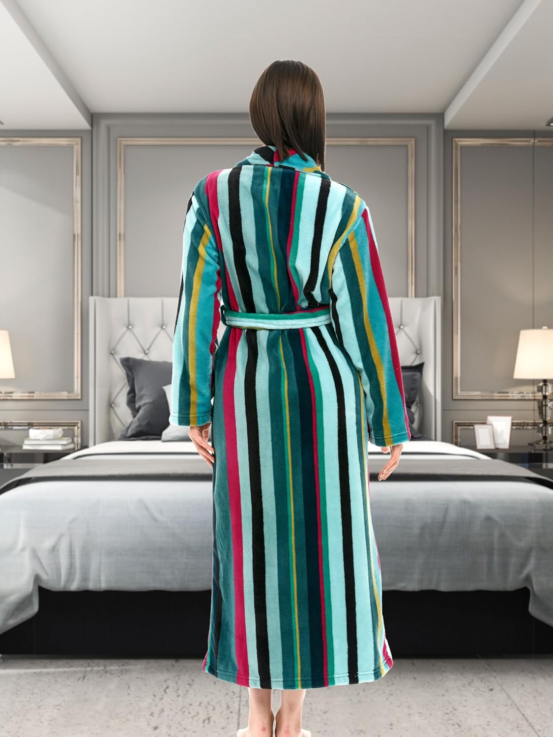 Alexander Del Rossa Plush Robe for Women, Long Fleece Winter Bath Robe, Plus Size