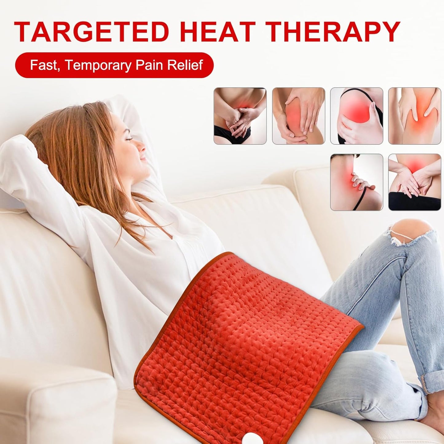 Heating Pad for Back Pain Relief 17"x33" Large, Moist Dry Heat Options, XL Electric Heating Pads, 9 Heat Settings, Machine Washable, Auto-Off, Gifts for Women, Mom, Men