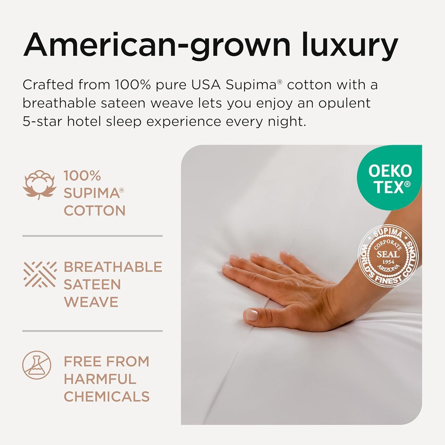 Threadmill Certified 100% American Supima Luxury Cotton Sheets California-King Sheets,1000 Thread Count Sateen Weave, 4 Pc Luxury Bed Sheets Set, Hotel White Sheet with Elasticized Deep Pocket