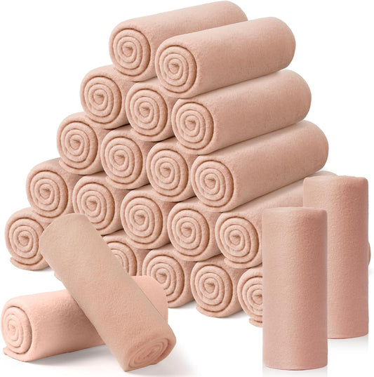 24 Packs Fleece Throw Blanket Soft Warm Lightweight Fleece Blanket Cozy Throw Bulk for Bed Couch Sofa Home Office Wedding Gifts Suitable for Seasons, 50 x 60 Inches(Pink)