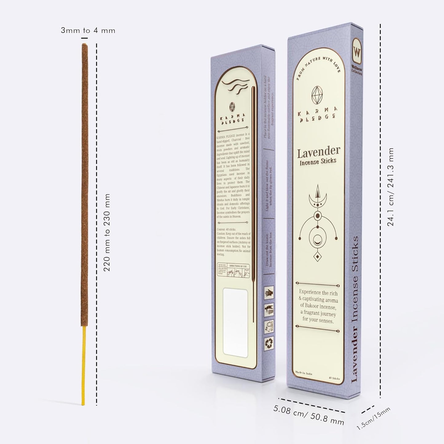 Lavender Incense Sticks, Organic Hand Dipped Incense, Natural Herbs & Aromatic Ingredients, Contain 40 Sticks Inside, Burn Time 45-60 Min, Spiritual Gifts, Incense by Karma Pledge