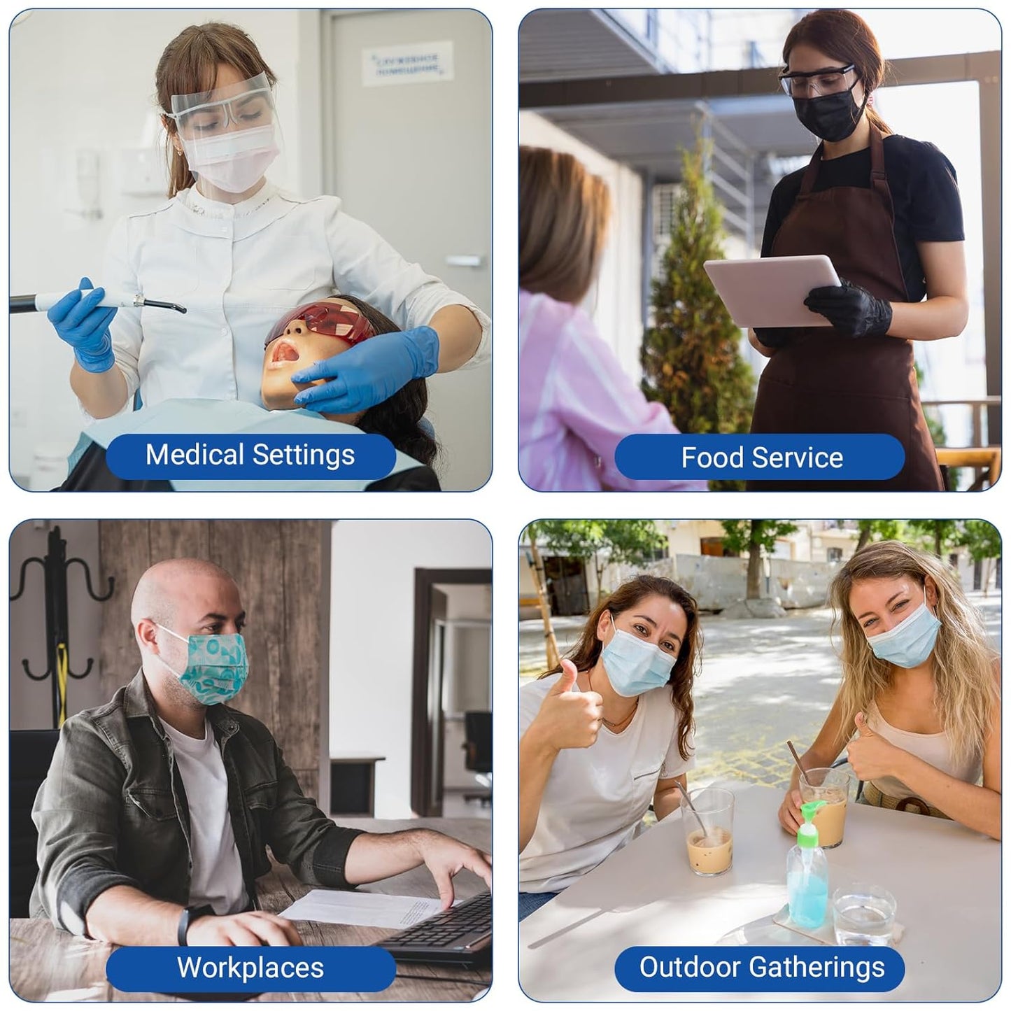 JMU Multicolor Disposable Face Masks, 4-Ply ASTM Level 3 Medical Face Masks for Adults, 40Box, 2000Pcs