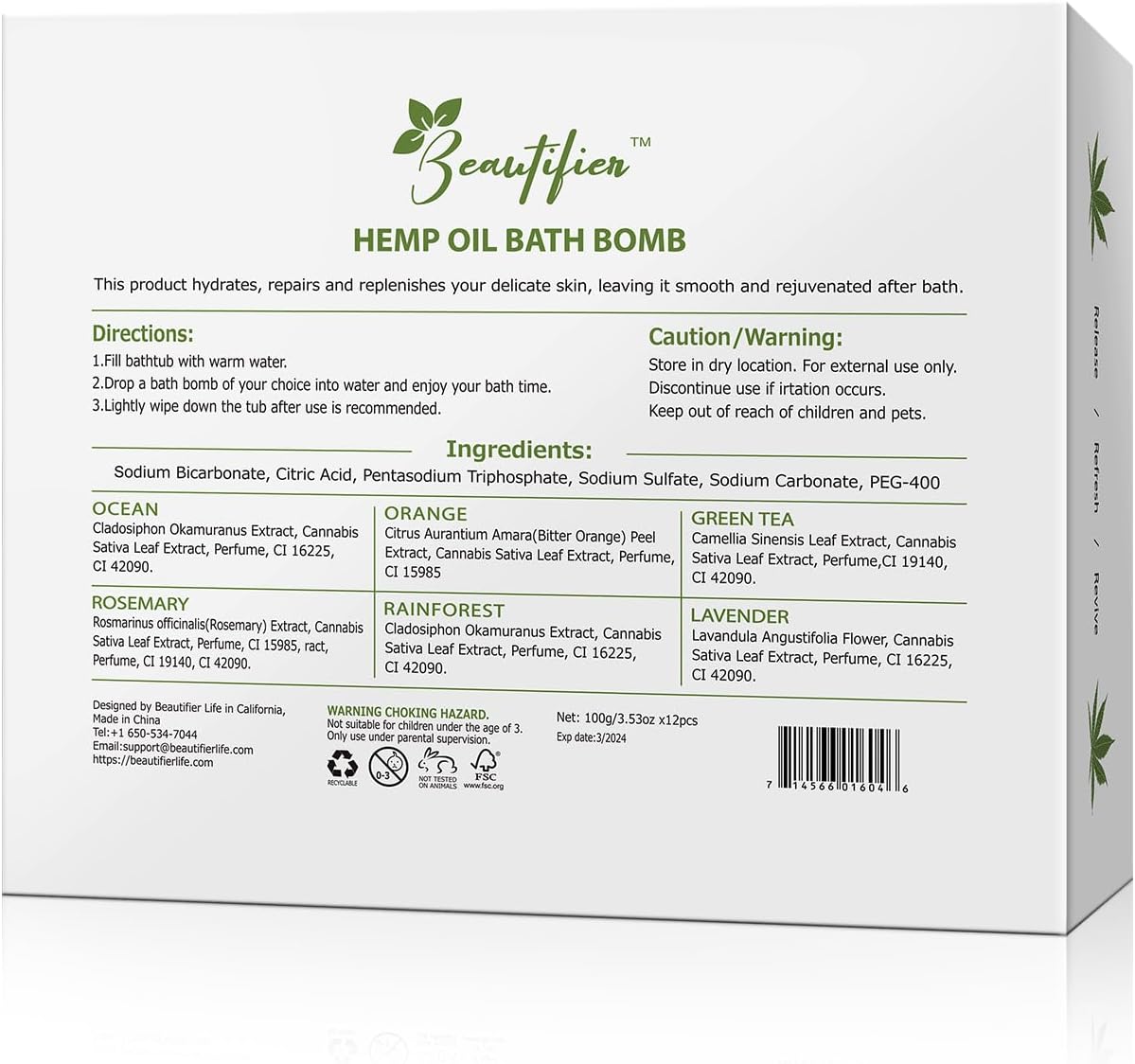 Hemp Oil Bath Bombs Gift Set Natural Refreshing Bubble Bath Kit with 6 Relaxing Scents Made from Pure Essential Oil for Bubble and Spa Bath, Birthday Mother's Valentine's Day Gifts