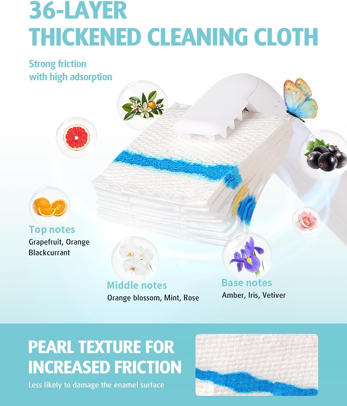 AIR U+ Flushable Toilet Wand Refills, 48 Count Disposable Toilet Brush Refill Pads for Toilet Bowl and Bathroom, Toilet Brush Accessories (Only Refills)