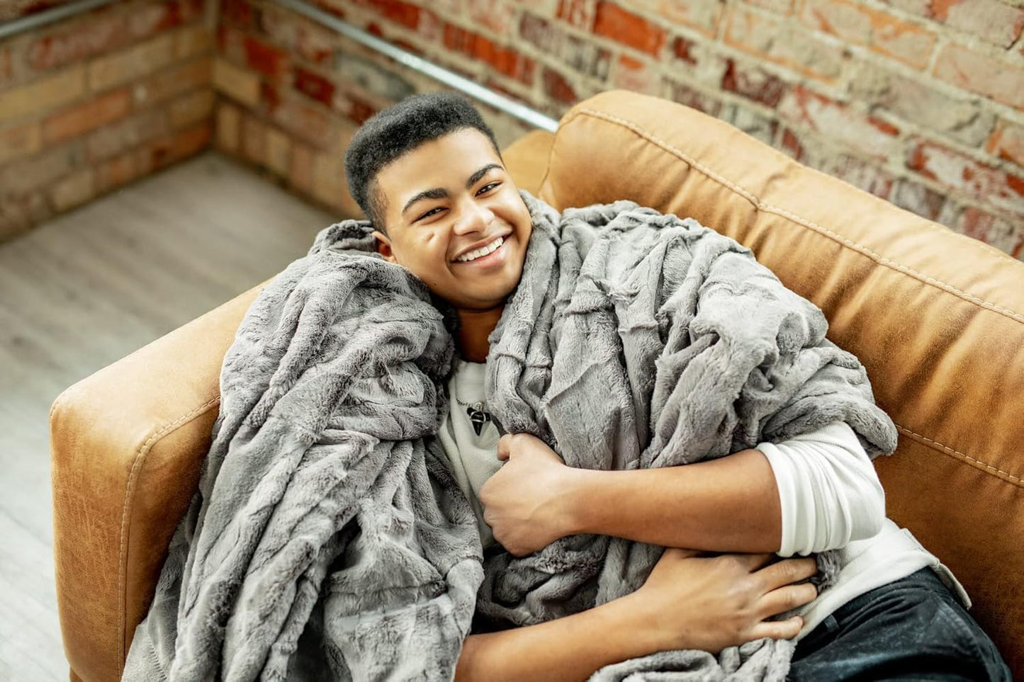 Minky Couture Premium Solid Color Blanket - Soft, Warm, Cozy, Comfortable, (Monster, Sorbet Charcoal)