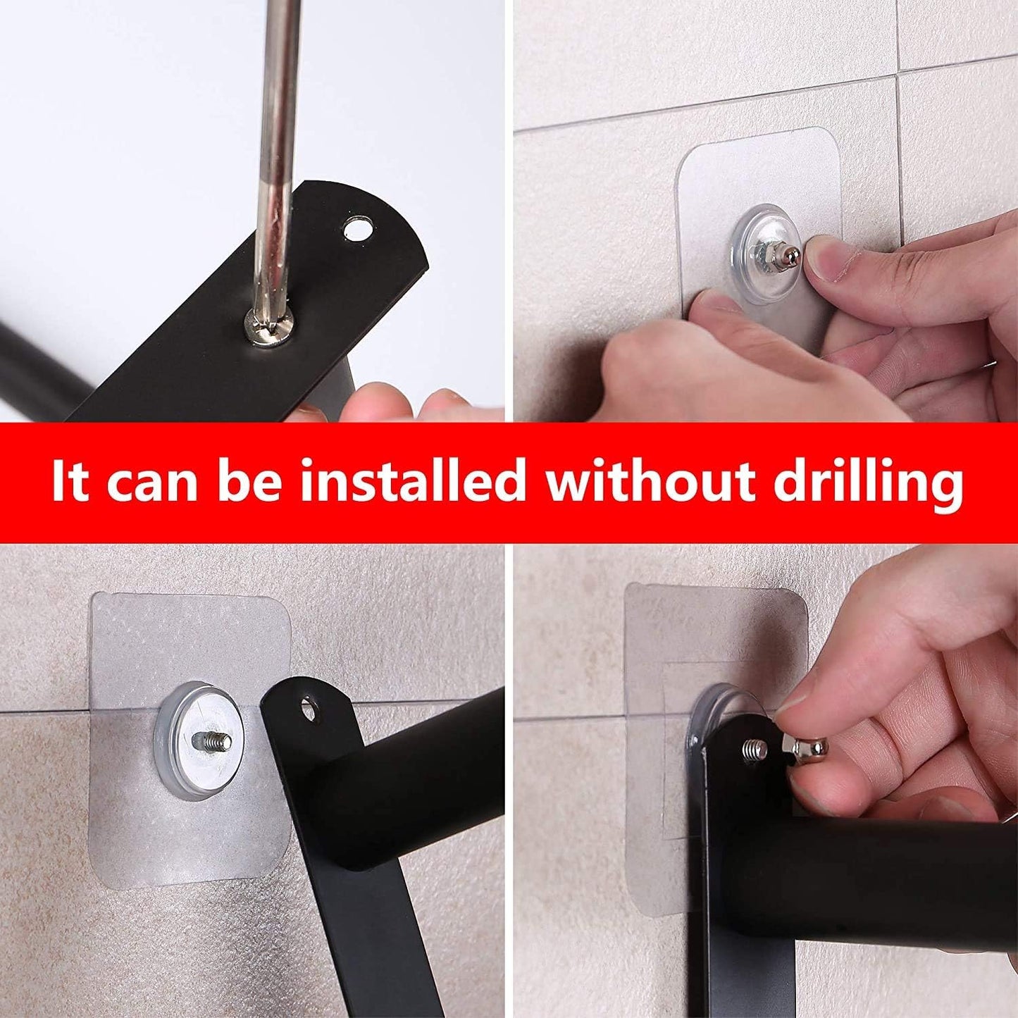 Black Adjustable Towel Bar for Bathroom Wall Mount17-30.7inch Adhesive Shower Towel Rack Stainless Steel Bath Towel Holders for Toilet Kitchen Double Towel Hanger (Black 3 Bar)