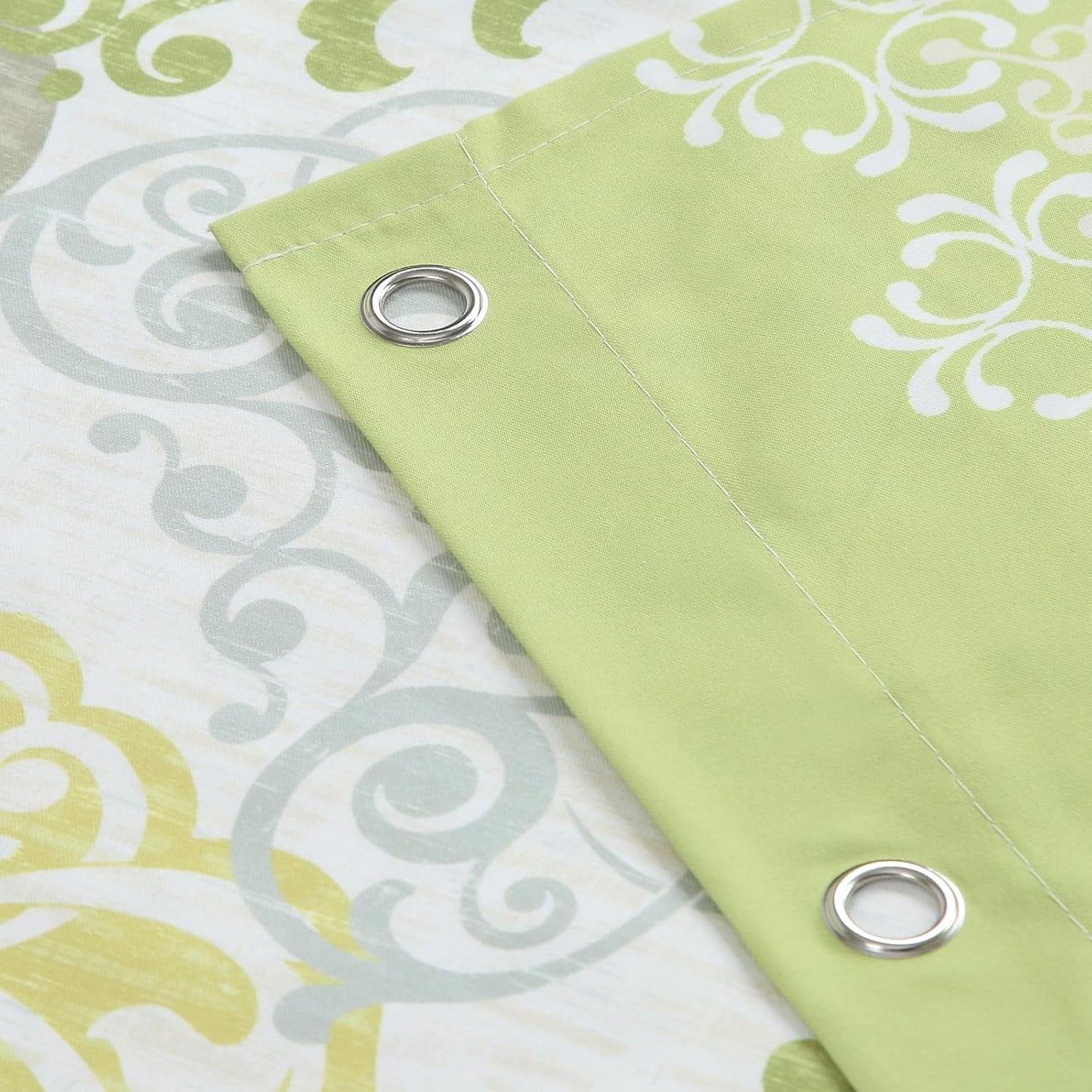 Stall Fabric Shower Curtain, Green Yellow Grey Boho Medallion Print Shower Curtains for Bathroom, 54" W x 72" H