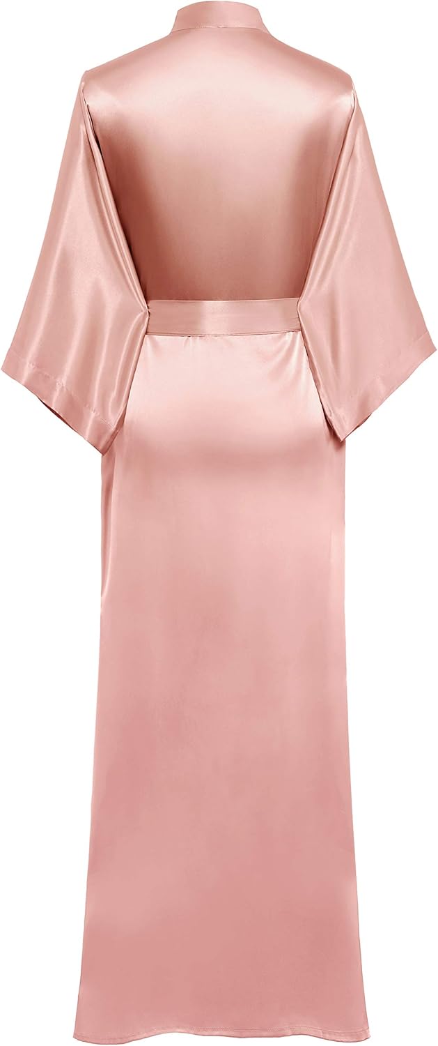 PRODESIGN Satin Kimono Robe Women Long Silky Kimono Bathrobe Sleepwear Wedding Bridesmaid Robe