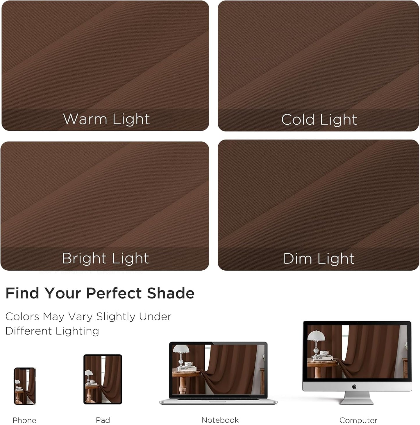 CUCRAF Custom Blackout Curtains for Bedroom Living Room, Rod Pocket Room Darkening Curtain Thermal Insulated Light Blocking Window Drapes 1 Panel (Custom Size, Brown)