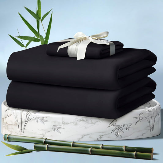 DECOLURE 100% Viscose Derived from Bamboo Sheets Twin Size 3pcs - Ultra Soft & Luxuriously Cooling, 17" Deep Pocket, Double Stitching, Perfect for Hot Sleepers - Twin Bed Sheets (Charcoal)