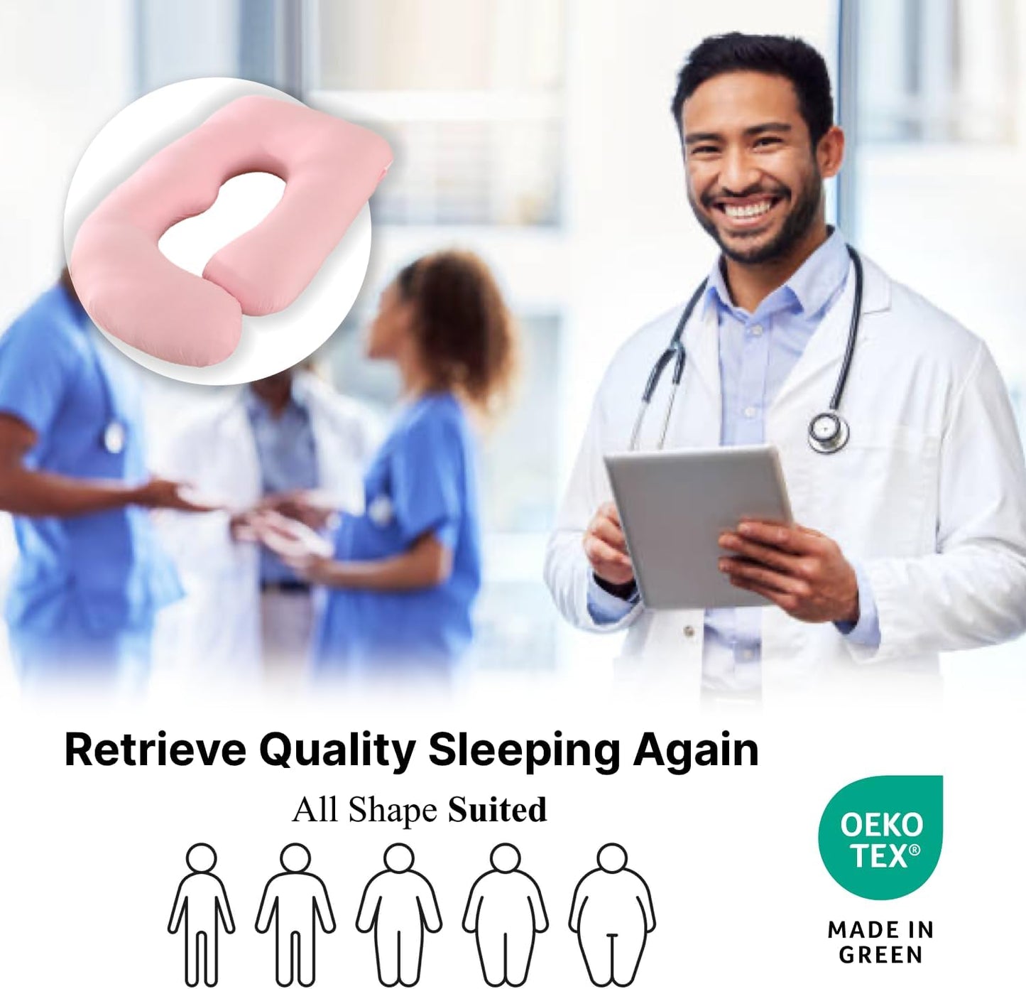 ALLOPERA Pregnancy Pillow, Full Body Maternity Pillow 57 inch, with Removable Washable Cover - Sleep Support for Legs, Back, Neck, Shoulder, HIPS, Belly for Pregnent Women, Jersey Knit Cotton (Pink)