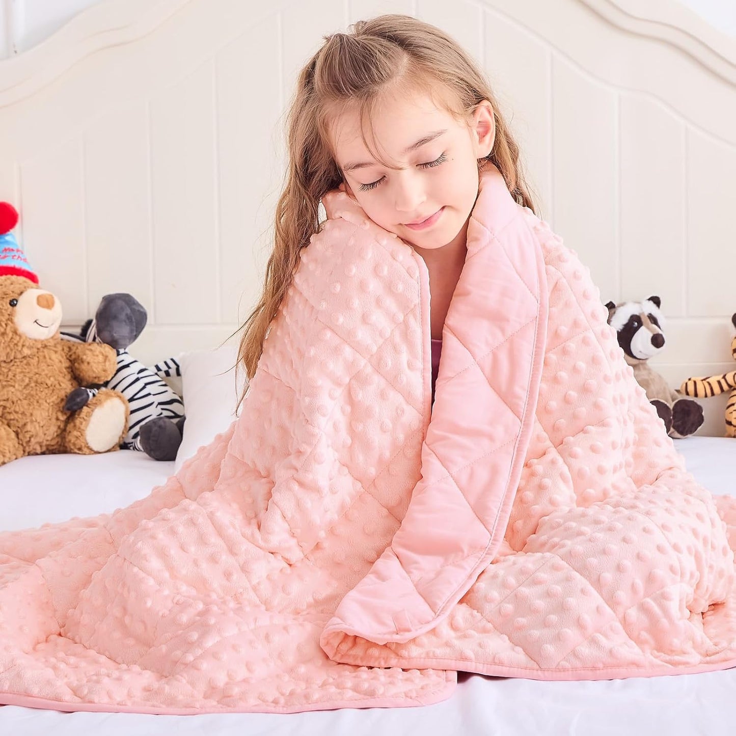 yescool Twin Size Pink Weighted Blanket for Adults 12 Pounds Cooling Weighted Heavy Blanket, Minky Throw Blankets Warm Weighted Comforter, Big Washable Thick Blankets Gift for 100-150lbs, 48 * 72in