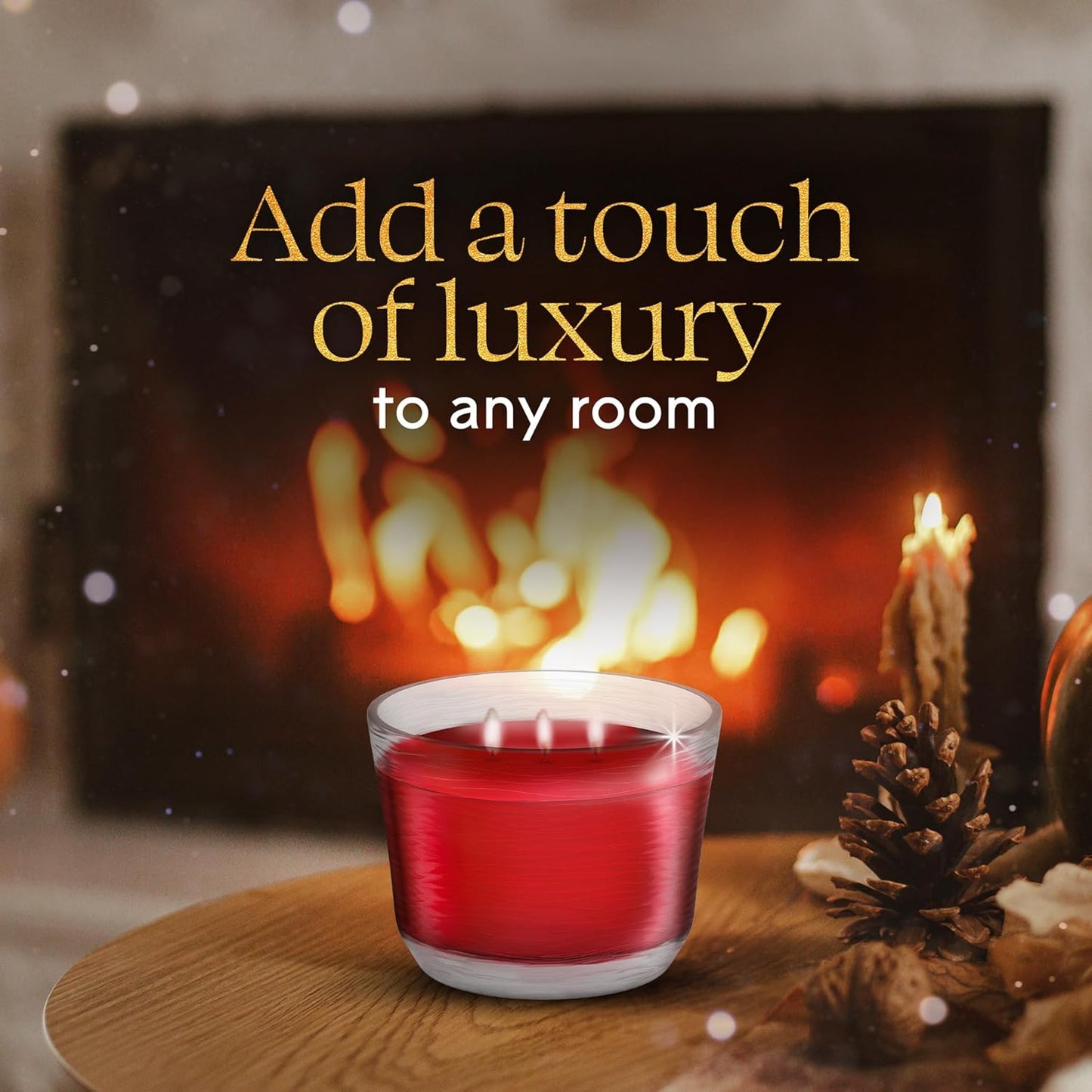 Glade 3-Wick Scented Candle Jar, Warm Apple & Spices, Air Freshener Infused with Essential Oils, 6.8 Oz, 3 Count