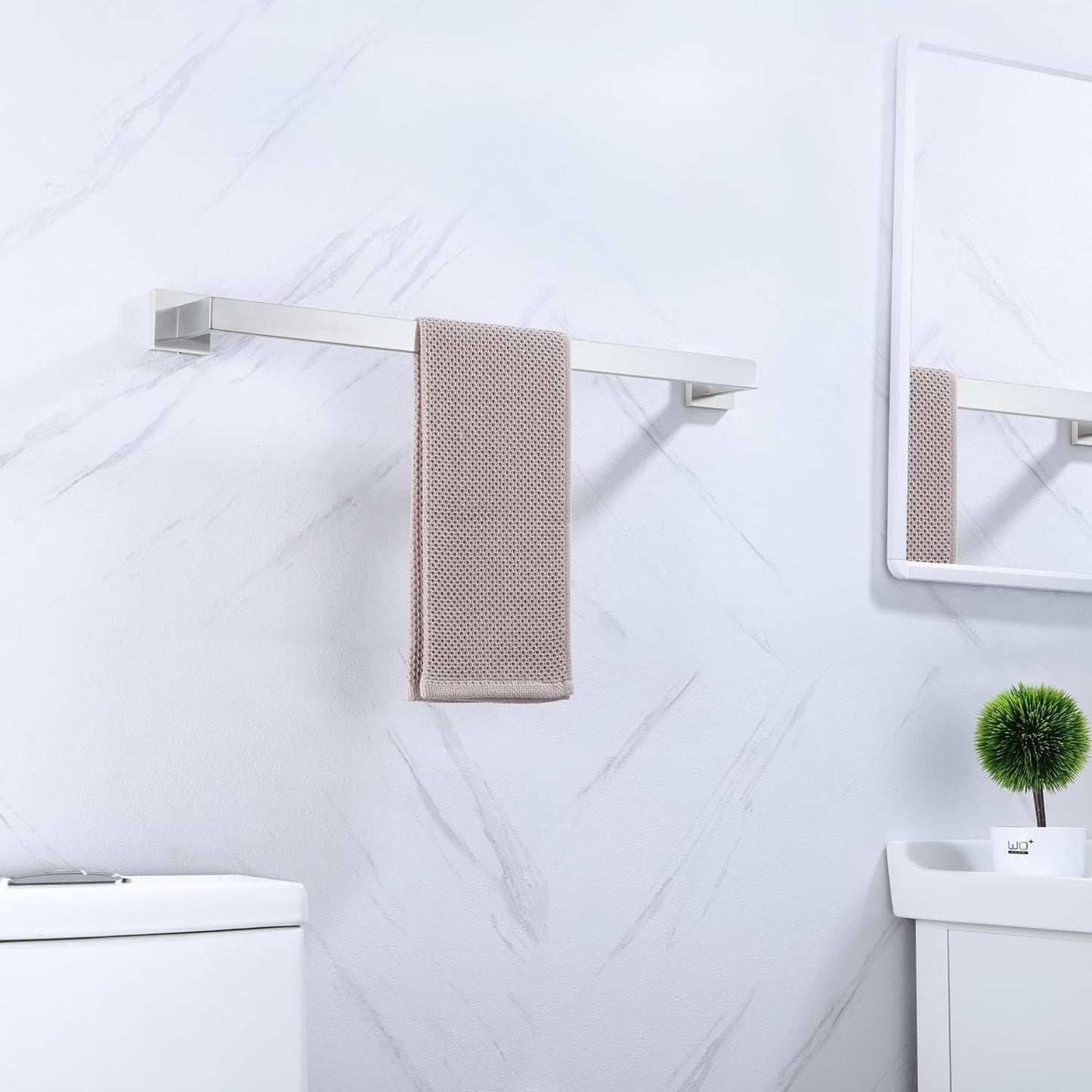 LANC 2 Pack 20 Inch Bathroom Towel Bars Brushed Nickel Bathroom Square Towel Racks Kitchen Hand Towel Holders Total-22 Stainless Steel Wall Mount Shower Towel Hanger Rods,A8804-5BN