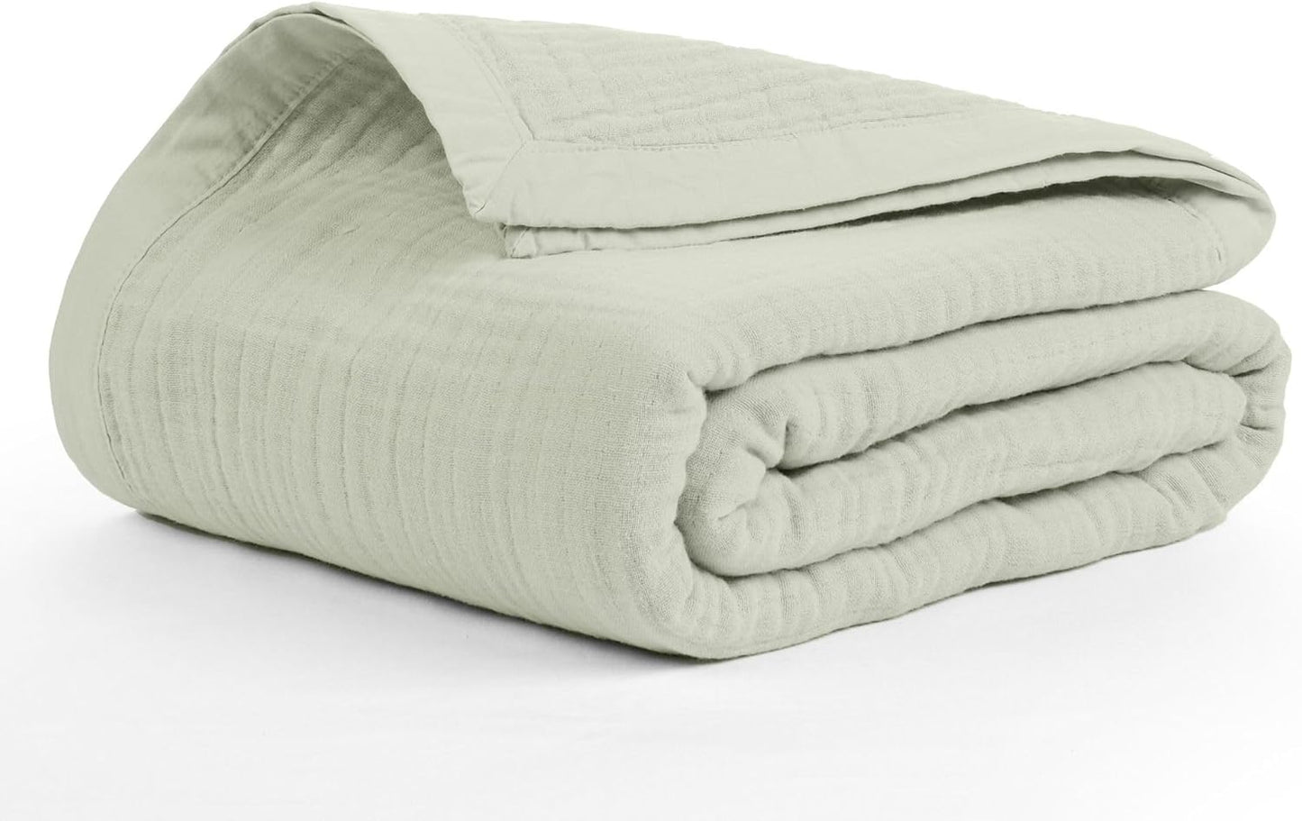 Salt Earth 100% Cotton Muslin Throw Blanket Gauze Blanket 55"X75" Twin, 4 Layered for Couch, Bed, Living Room, Home, Lightweight & All Season Blankets & Throws, Easy wash, Skin Friendly (Sea Foam)