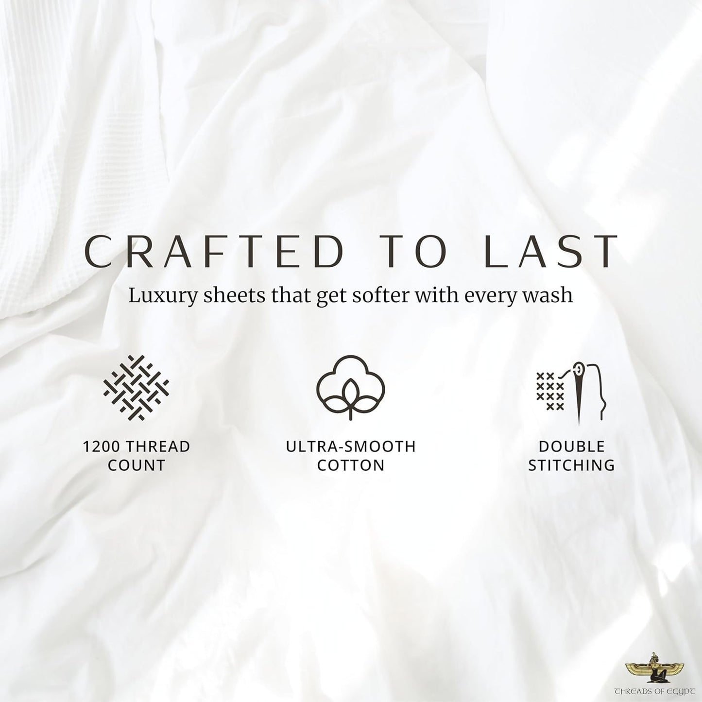 100% Egyptian Cotton Sheets King Size | 1200 Thread Count | CEA Gold Seal Certified | Ultra Soft | Cooling for Hot Sleepers | 18" Deep Pocket | King Size [White]