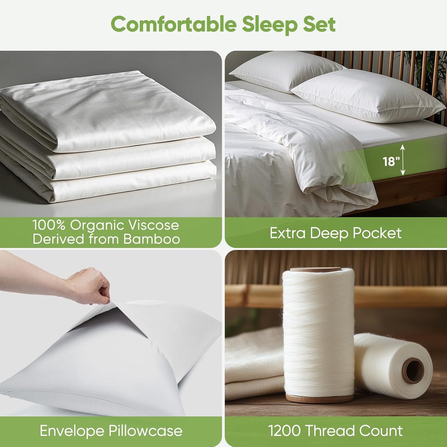 TWK Luxury Sheet Set, Genuine 100% Viscose Derived from Bamboo, Cooling & Breathable, Silky Soft, Bedding Sheets & Pillowcases (White, California King)