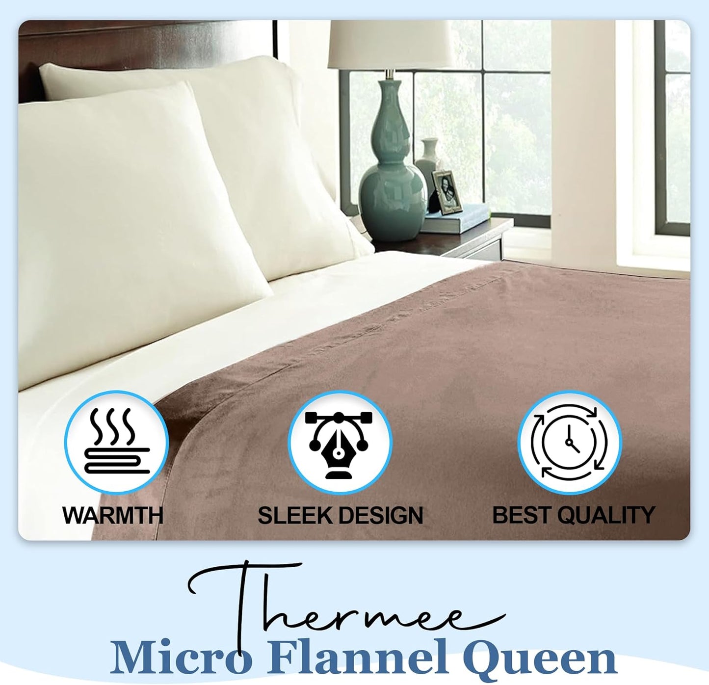 Thermee Micro Flannel King Size Blankets, Lightweight All Seasons Cozy Blanket, Throw Blankets for Home and Living Room, Comfy & Soft Blanket for Couch, Machine Wash, No Pilling - Acorn