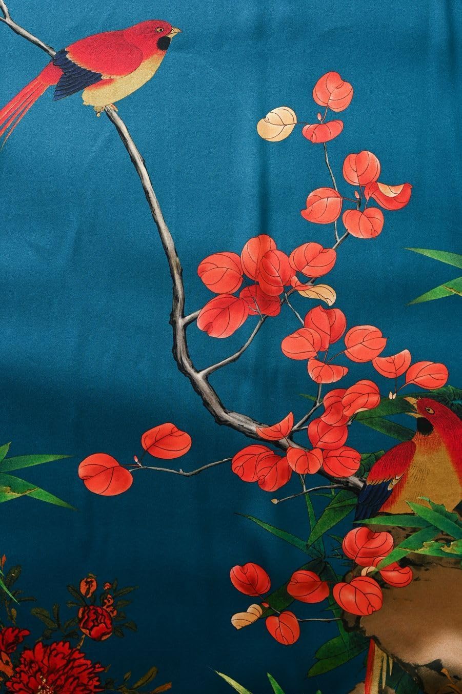 Women's Silk Kimono Robe Long Bathrobe Nightgown 100% Mulberry Silk for Women - Classic Floral Pattern