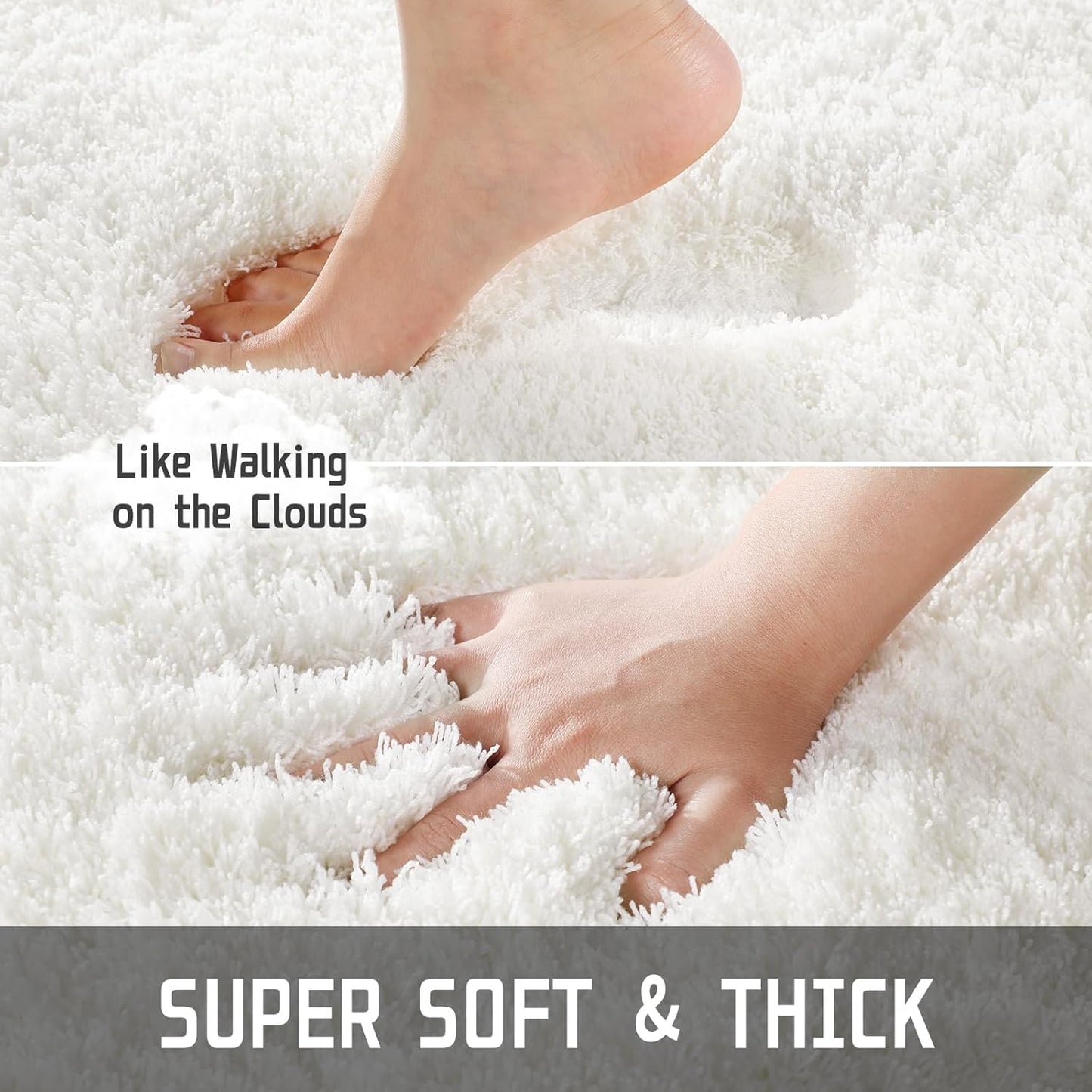 Yimobra Bathroom Rugs Non Slip Washable 47x24, Ultra Soft and Water Absorbent Bath Mats, Plush Fluffy Shower Mat Outside, Luxury Microfiber Thick Matts for Bathroom Floor/Tub, Off White