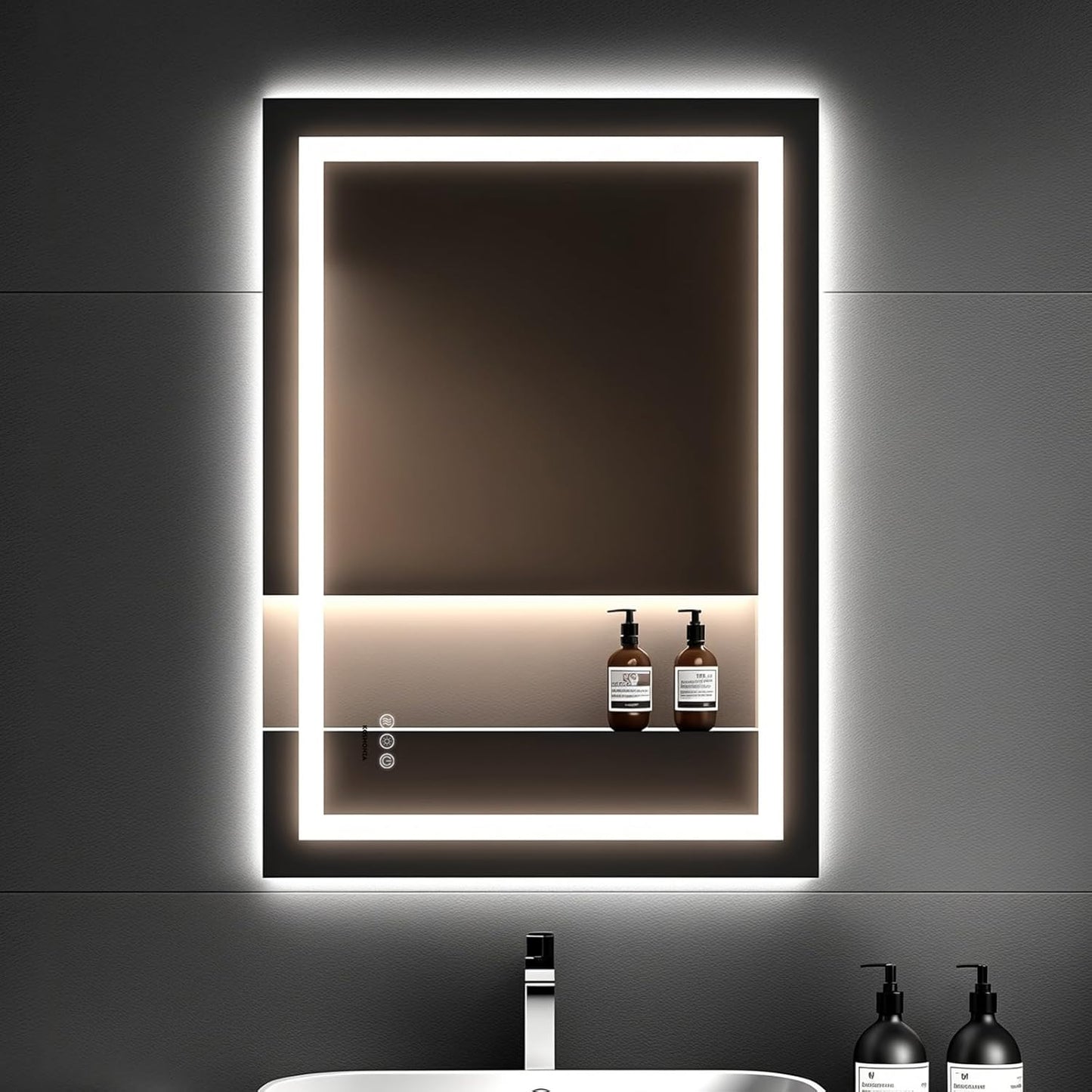 35x24 LED Bathroom Mirror with Lights – Anti-Fog, Dimmable, Backlit & Front Lit Lighted Vanity Mirror for Wall – Smart Bathroom Mirror with Memory Function, Shatterproof Tempered Glass