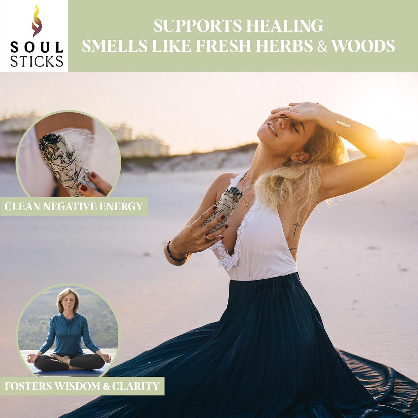 Ancient VEDA 9 Inch Big White Sage Smudge Sticks Bundle (3 Pack) Sage Sticks for Cleansing House, Stress Relief, Yoga | California Sage White Sage for Smudging and Negative Energy Cleanse