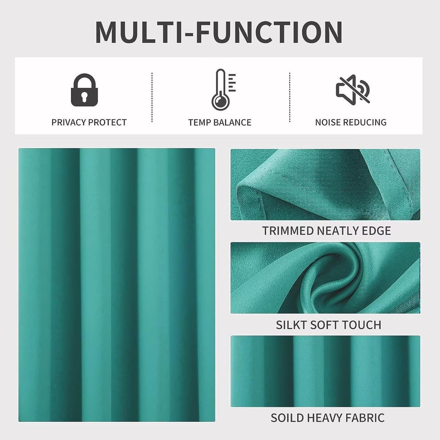 Joydeco Blackout Curtains 84 Inch Length 2 Panels Set, Thermal Insulated Long Curtains& Drapes 2 Burg, Room Darkening Grommet Drapes for Living Room Bedroom Window (W52 x L84 Inch, Peacock Blue)