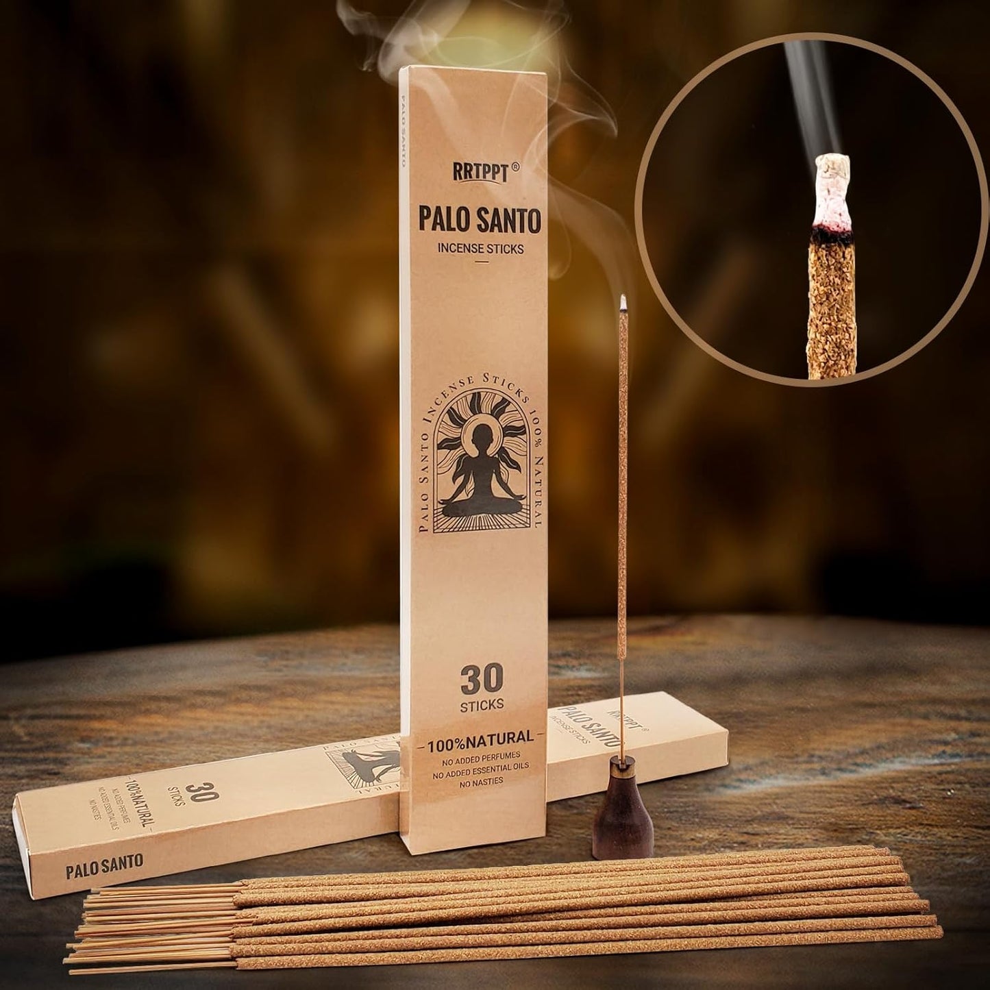 Palo Santo Incense Sticks, 100% Natural sustainably harvested Peruvian Palo Santo, Suitable for Meditation, Relaxation, and Spiritual Purification. (60 Palo Santo Sticks)