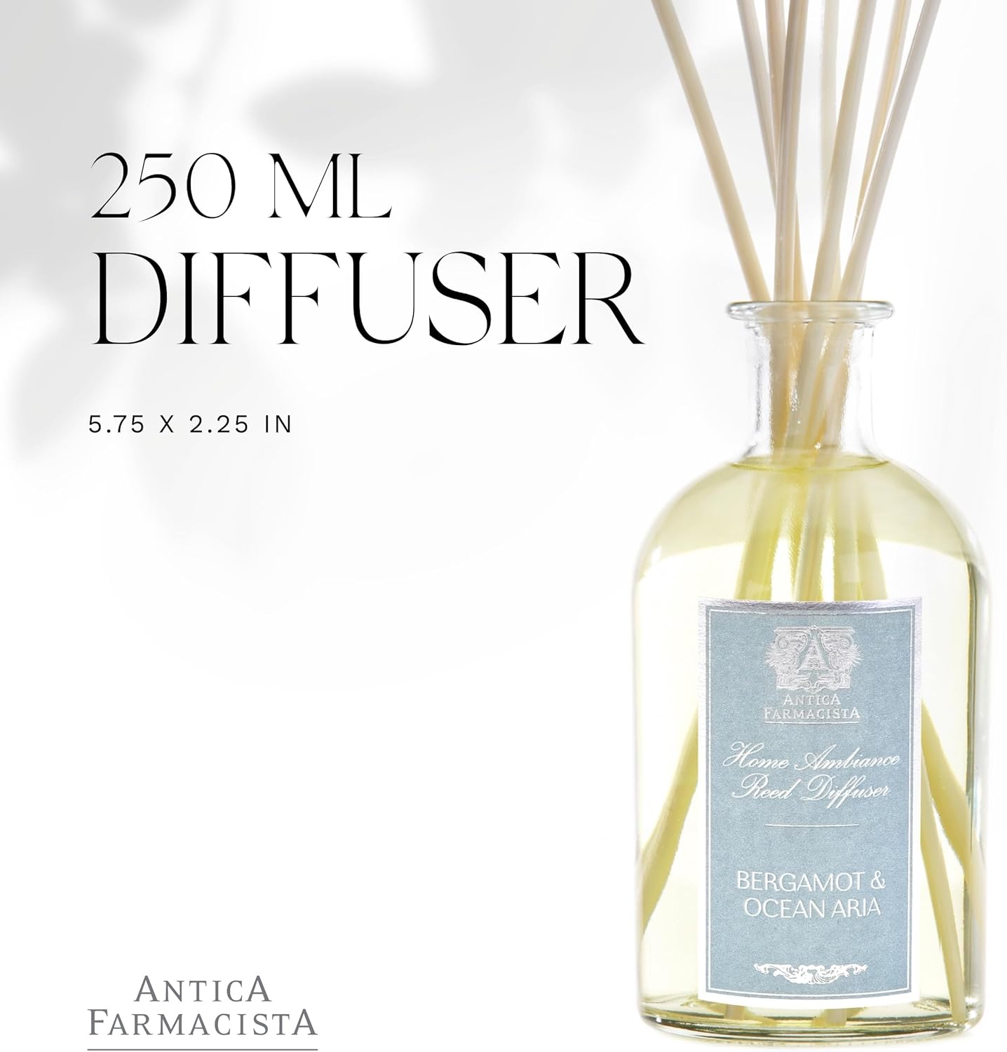 Antica Farmacista Home Ambiance Diffuser - Long-Lasting Reed Scent Diffuser - Luxury Room Freshener Gift - Bergamot & Ocean Aria, 8.45 fl oz