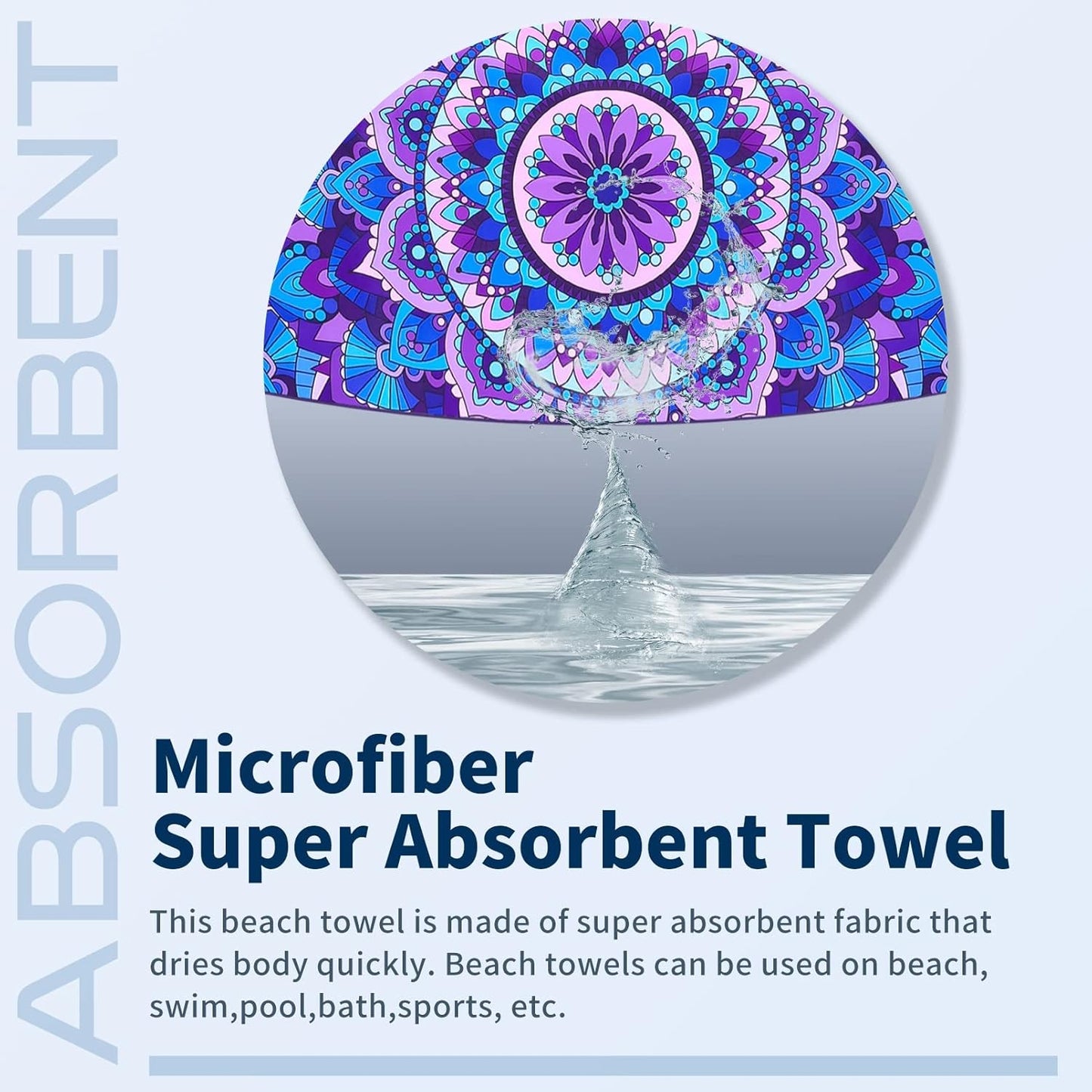 Microfiber Sand Free Beach Towel Thin Quick Dry Super Absorbent Oversized Large Lightweight Towels for Travel Sports Pool Swimming Bath Camping Yoga Girls Women Adults