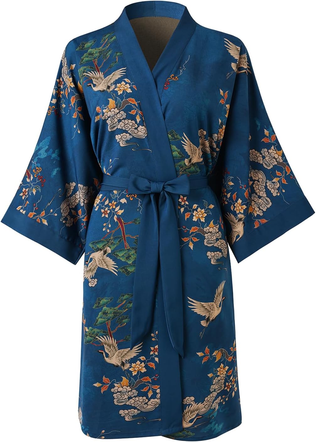 Ledamon Women's Kimono Short Robe for Women - Pocket Floral Bathrobe Nightgown