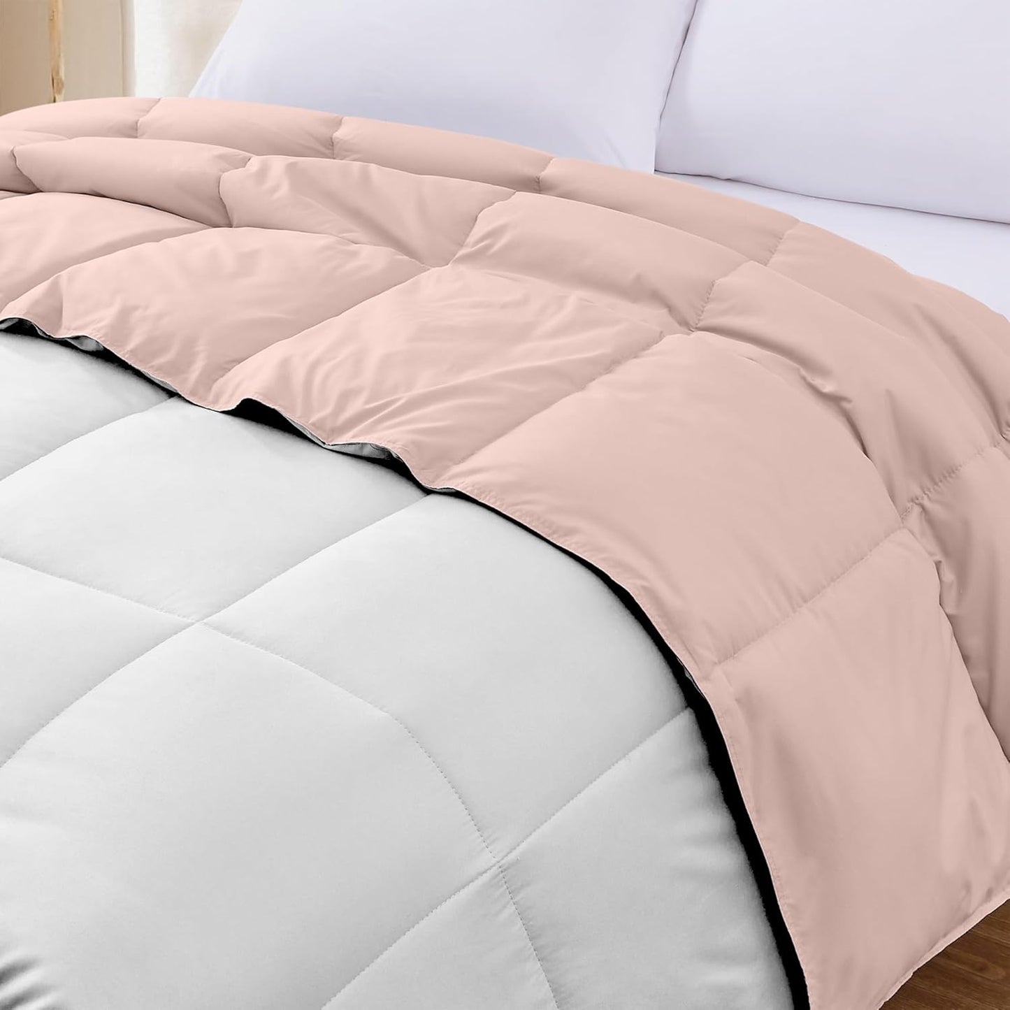 Modern Threads Down Alternative Reversible Comforter Blush/White King