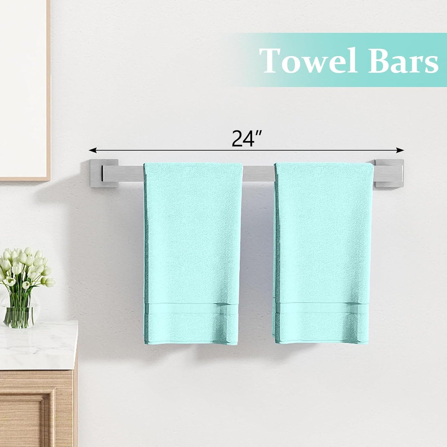 20-Piece Brushed Nickel Bathroom Hardware Set, 24 Inch Bath Towel Bar Set, Stainless Steel Wall Mounted Towel Rack for Bathroom
